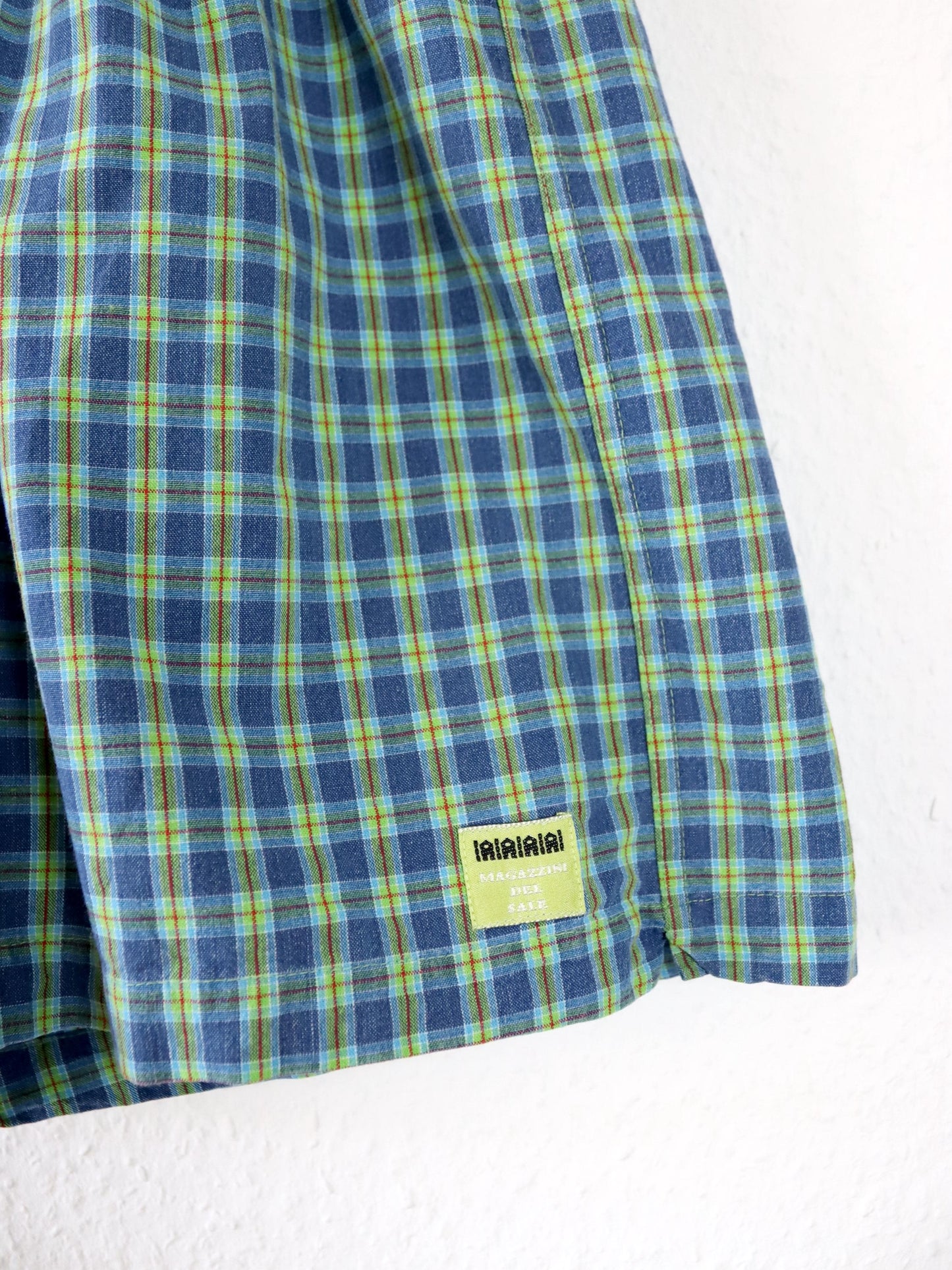Vintage 80er 90er IAIAIAIA Badeshorts Shorts kurze Hose kariert blau grün L