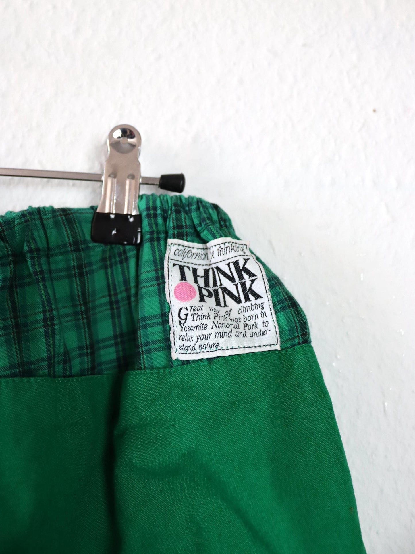 Vintage 80er 90er THINK PINK Jogginghose Hose kariert grün L