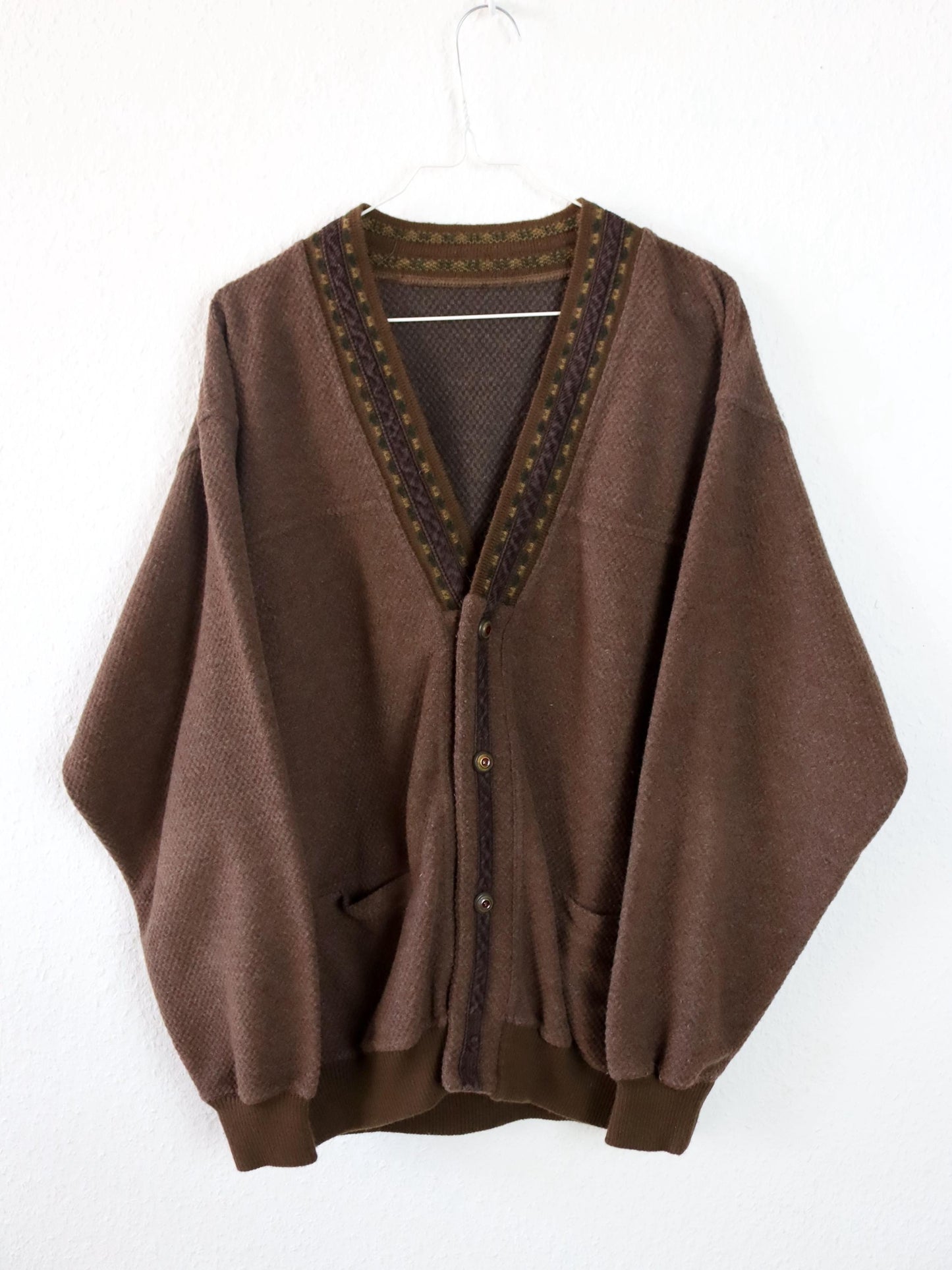 Vintage 80er 90er Wollcardigan Wolle braun L