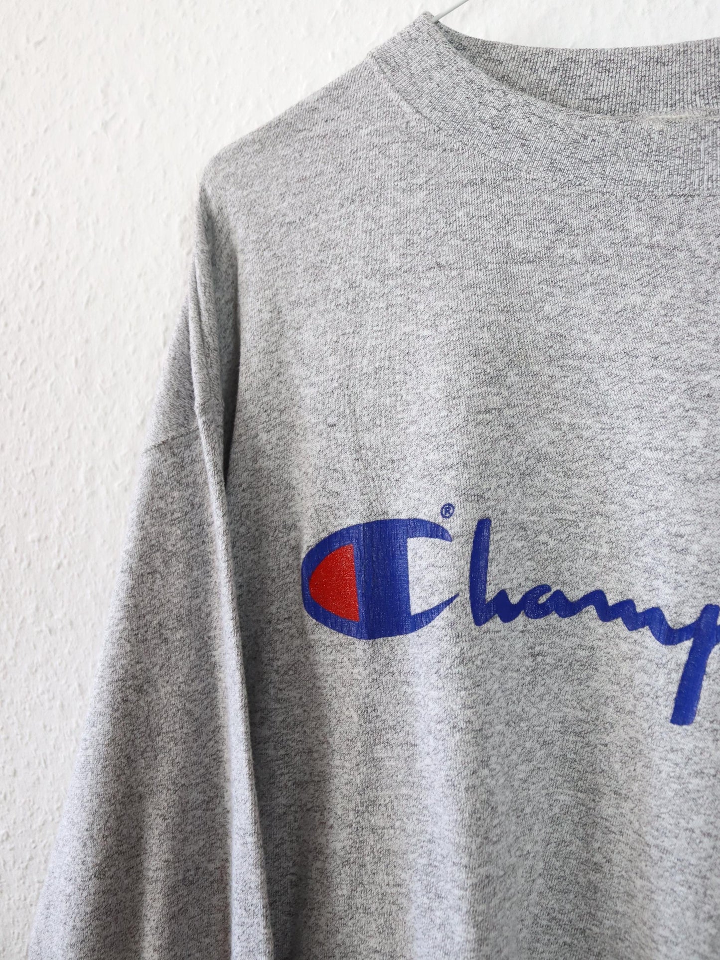 Vintage 80er 90er CHAMPION Longsleeve Shirt graumeliert L