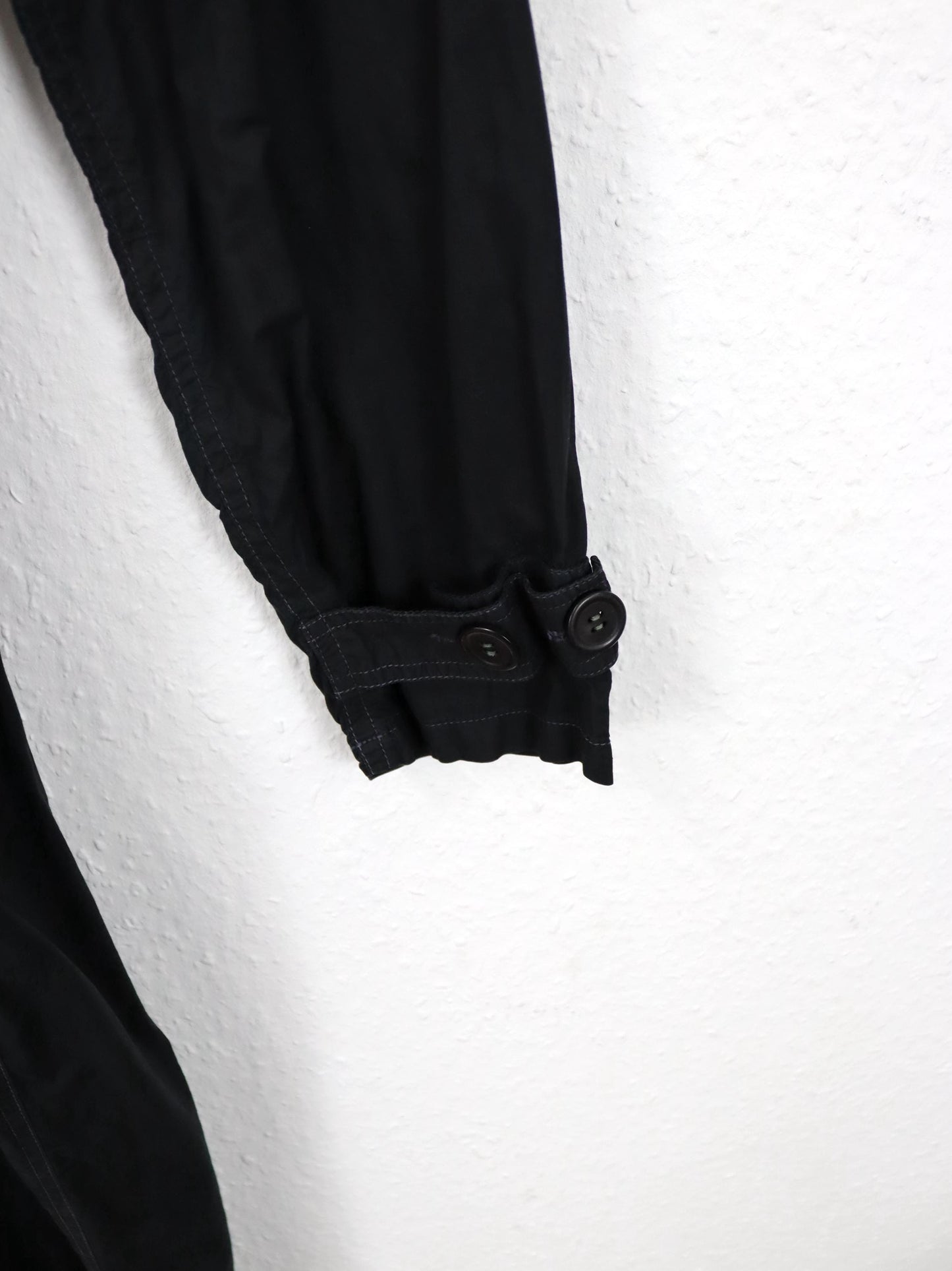 Vintage 80er 90er Overall Einteiler mit Gürtel schwarz lang Knopfleiste Schulterpolster M