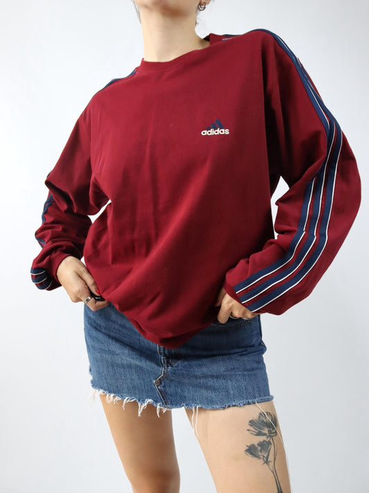 Vintage 80er 90er ADIDAS Longsleeve Shirt rot blau D5 M