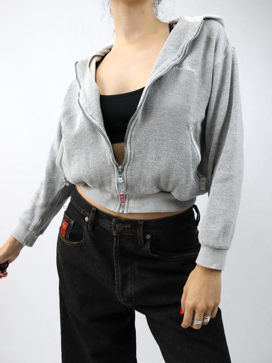 Vintage 80er 90er SERGIO TACCHINI Jacke kurz grau Kapuze M