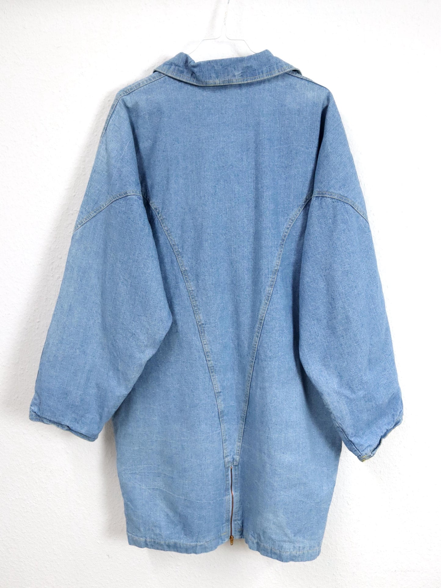 Vintage 80er 90er Mantel lang denim blau Knopfreihe L