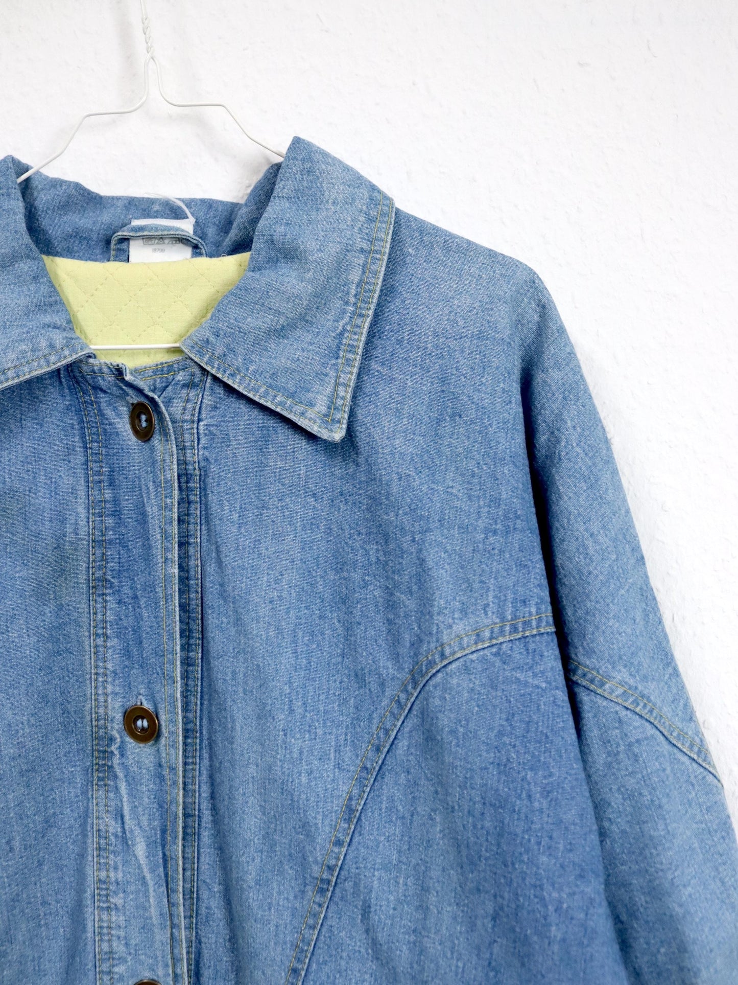 Vintage 80er 90er Mantel lang denim blau Knopfreihe L