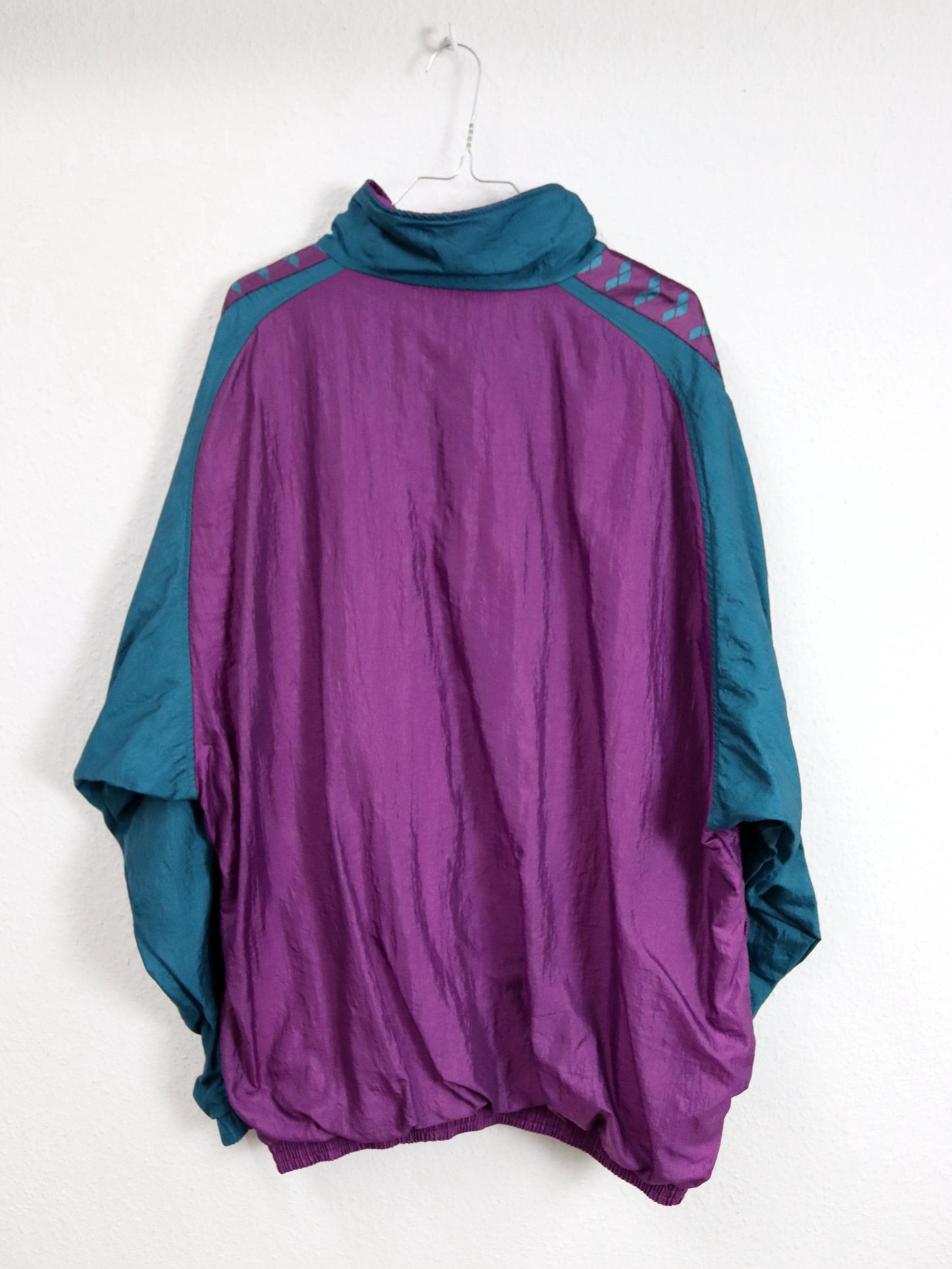 Vintage 80er 90er ARENA Trainingsjacke Stehkragen türkis lila XL