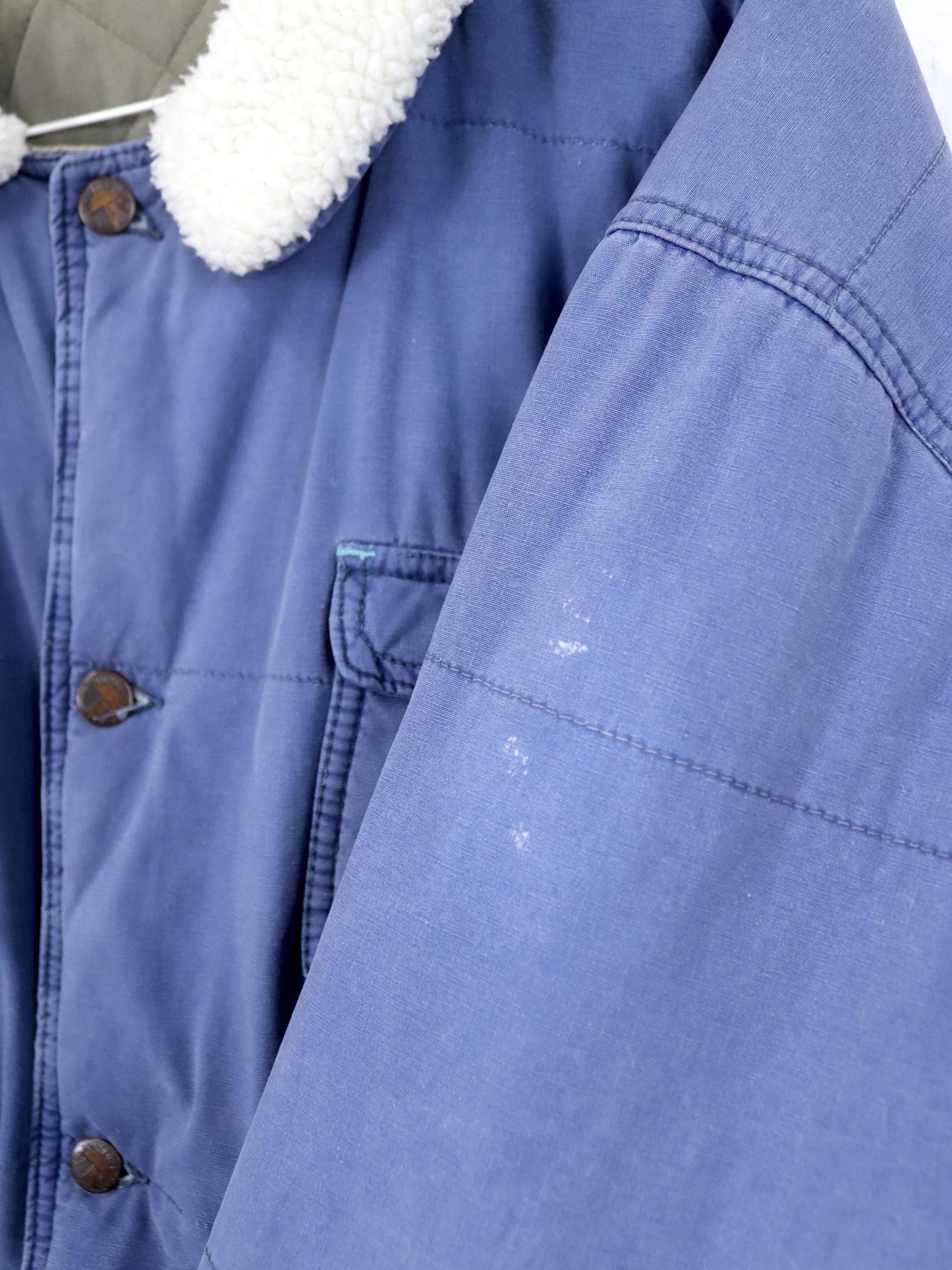 Vintage 80er 90er HERCULES Workwear Jacke Bomberjacke gefüttert faux fur Kragen blau Knopfleiste XL