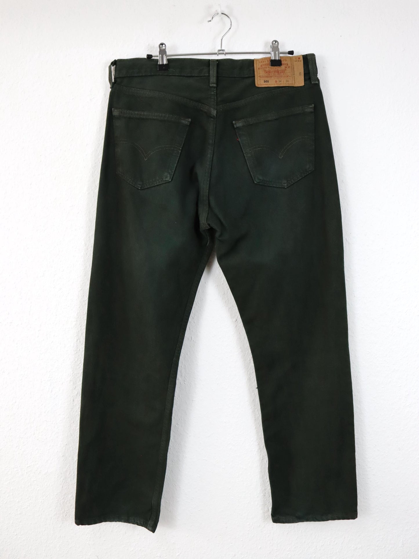Vintage 80er 90er LEVIS 501 Jeans Hose dunkelgrün gerades Bein W34 L30