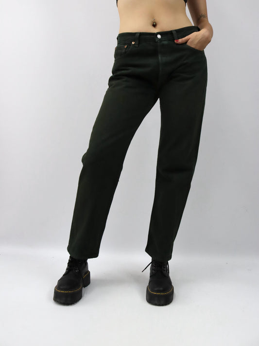 Vintage 80er 90er LEVIS 501 Jeans Hose dunkelgrün gerades Bein W34 L30