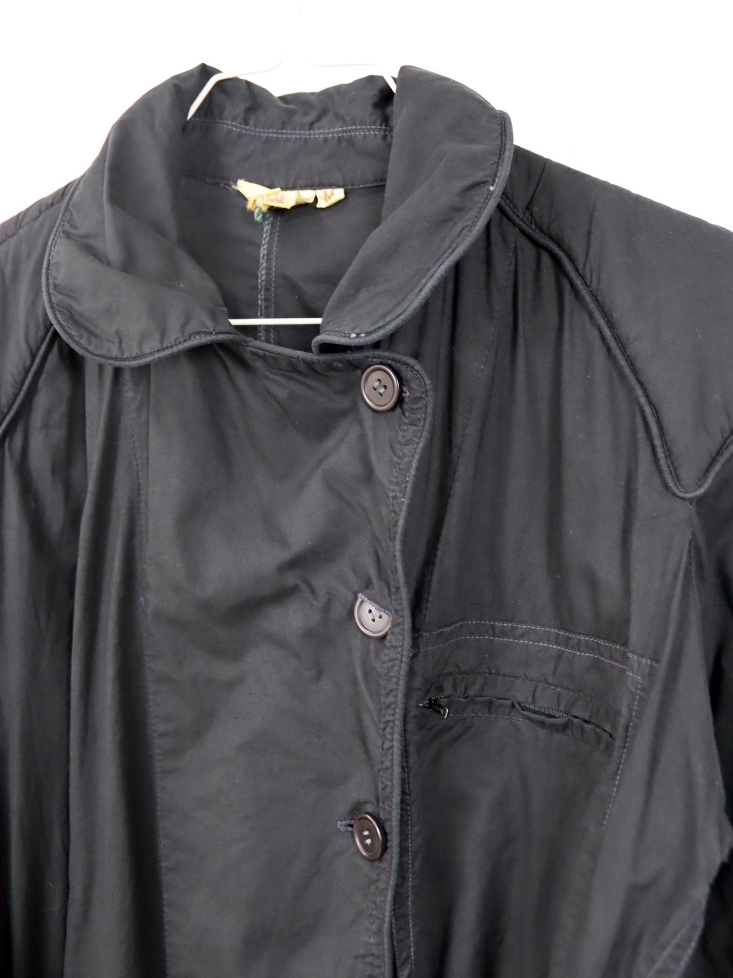 Vintage 80er 90er Overall Einteiler mit Gürtel schwarz lang Knopfleiste Schulterpolster M