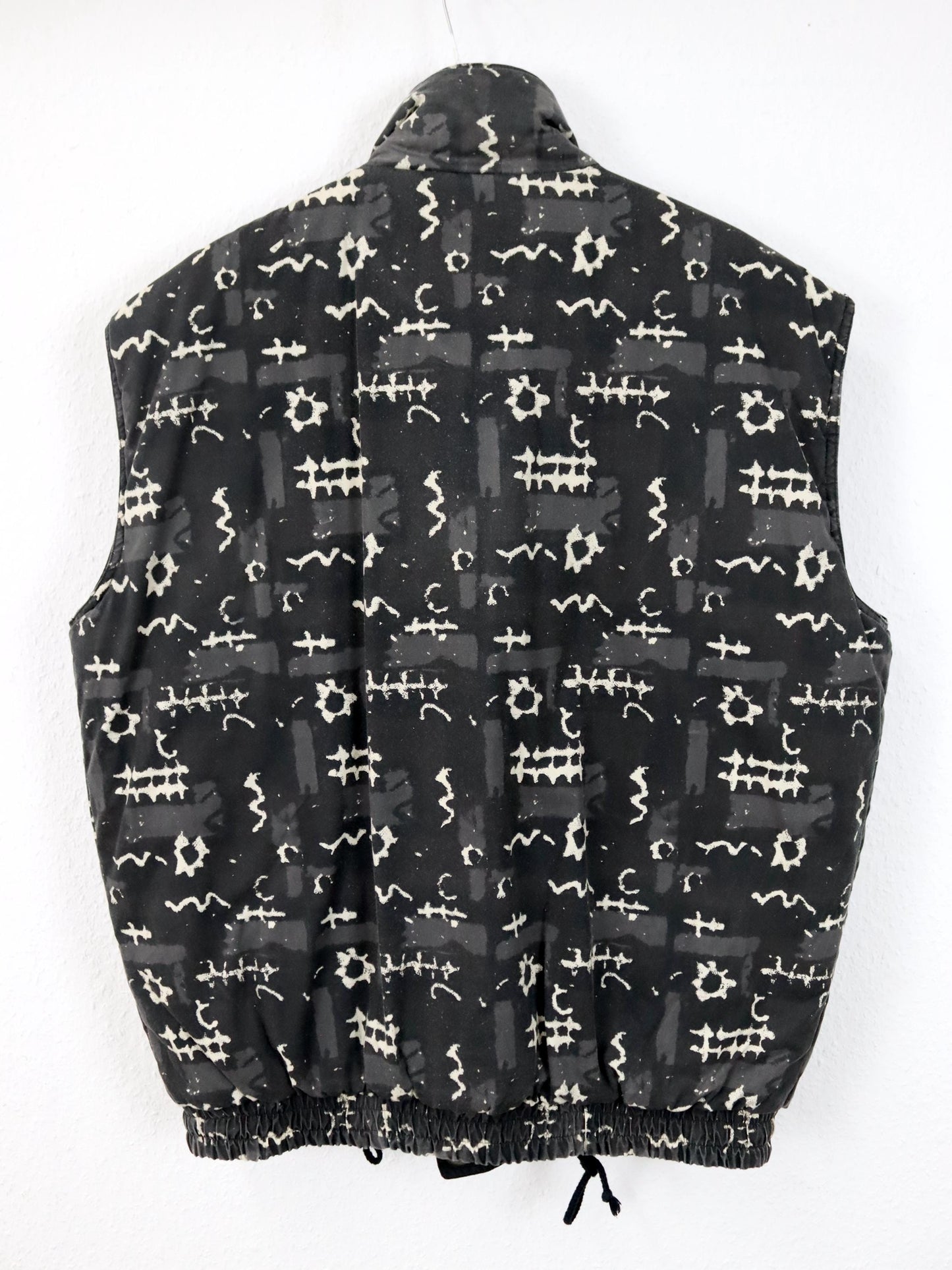 Vintage 80er 90er Wendeweste Weste crazy pattern weiß grau schwarz M/L
