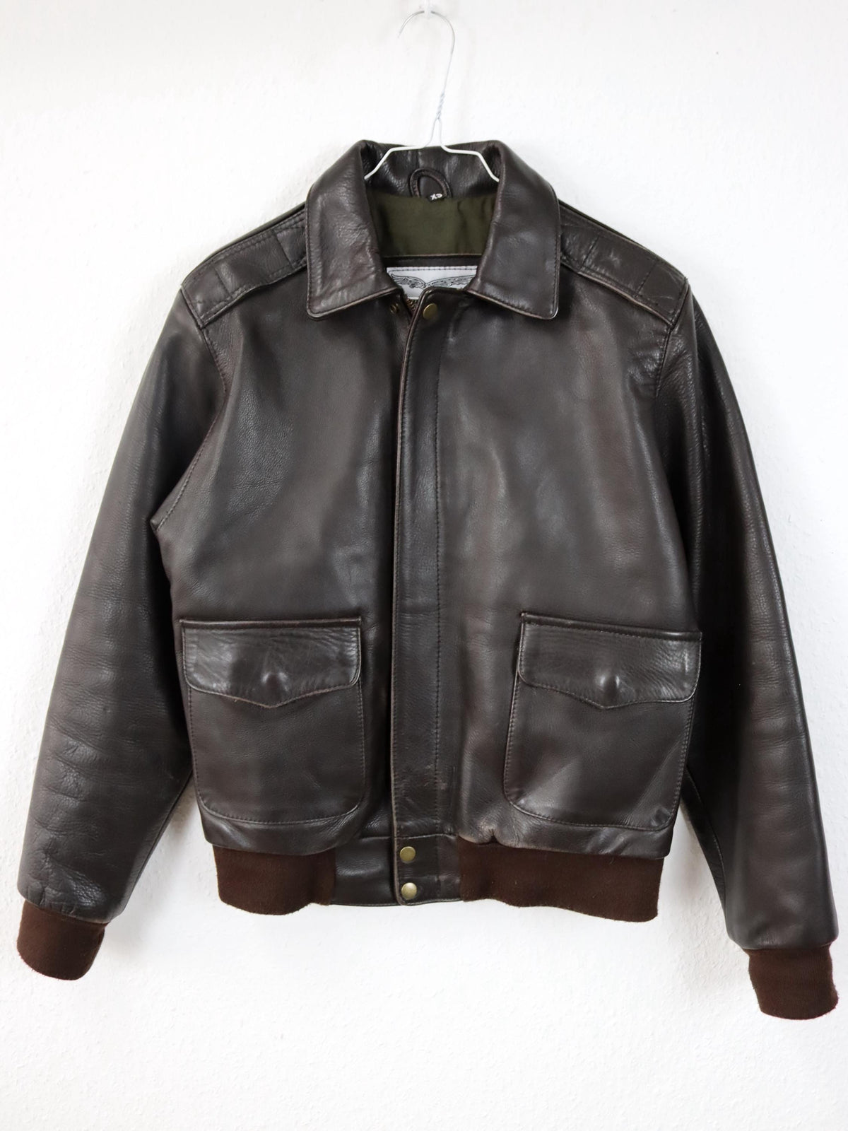 Vintage 80er 90er NOBLE HOUSE Heavy Lederjacke Jacke braun Bomber XS/S
