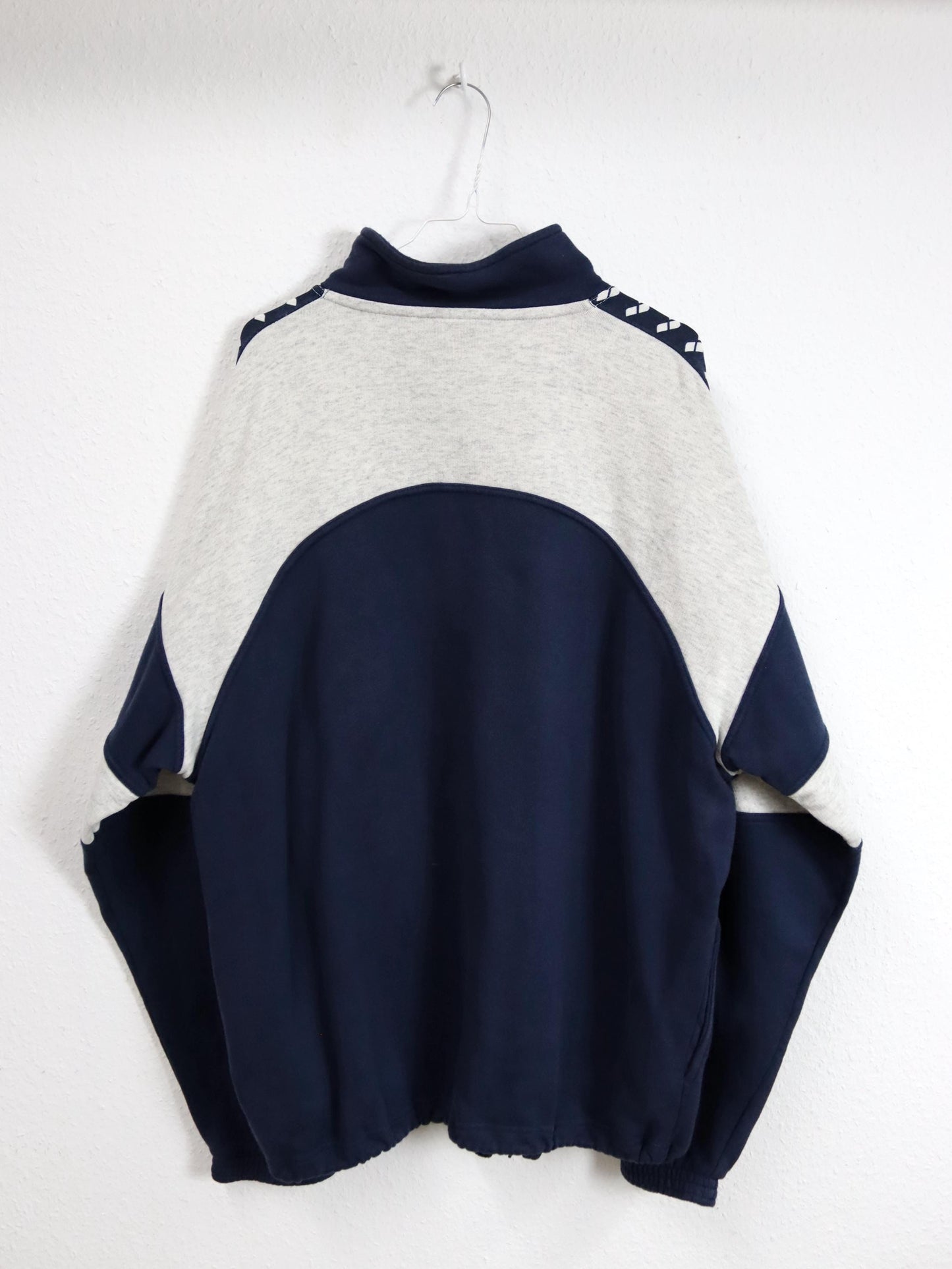 Vintage 80er 90er ARENA Sweatshirt Pullover Stehkragen dunkelblau grau XL