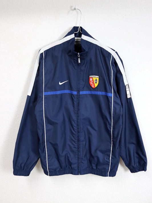 Vintage 90er Y2k NIKE ACG racing club de lens Trainingsjacke Stehkragen dunkelblau weiß S