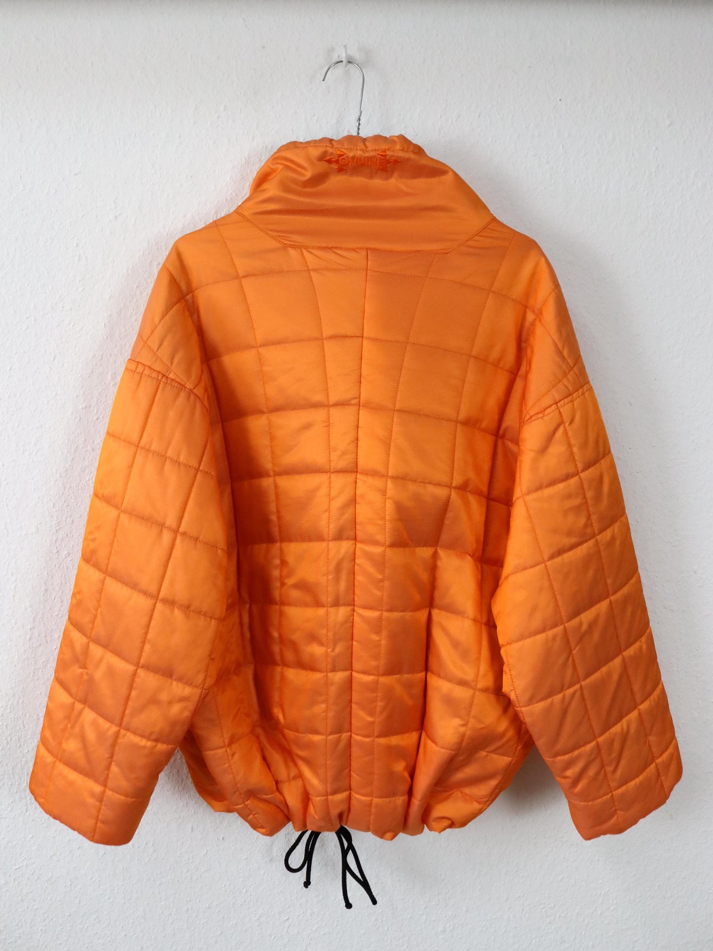 Vintage 80er 90er ONLINE Winterjacke Mantel gefüttert schwarz orange metallic Stehkragen 40 M