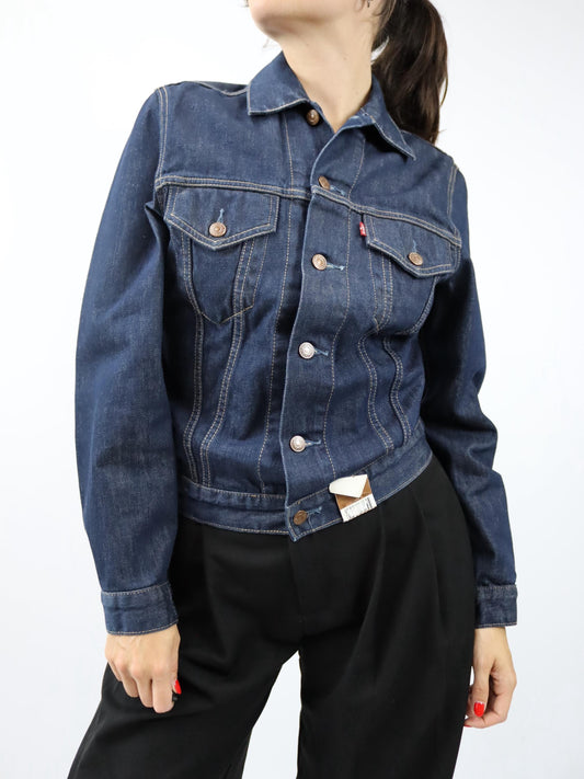 Vintage 80er 90er LEVIS Jeansjacke Denim dunkelblau Deadstock M