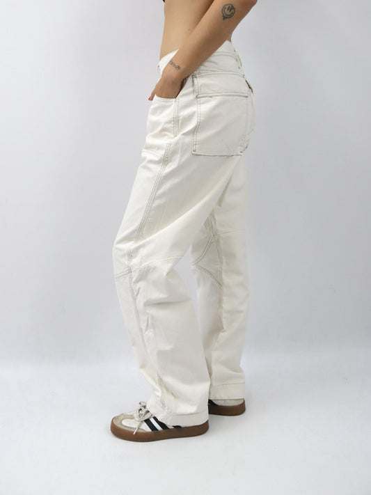 Vintage 80er 90er DIESEL Baggy Parts Jeans Hose weites Bein creme weiß W33