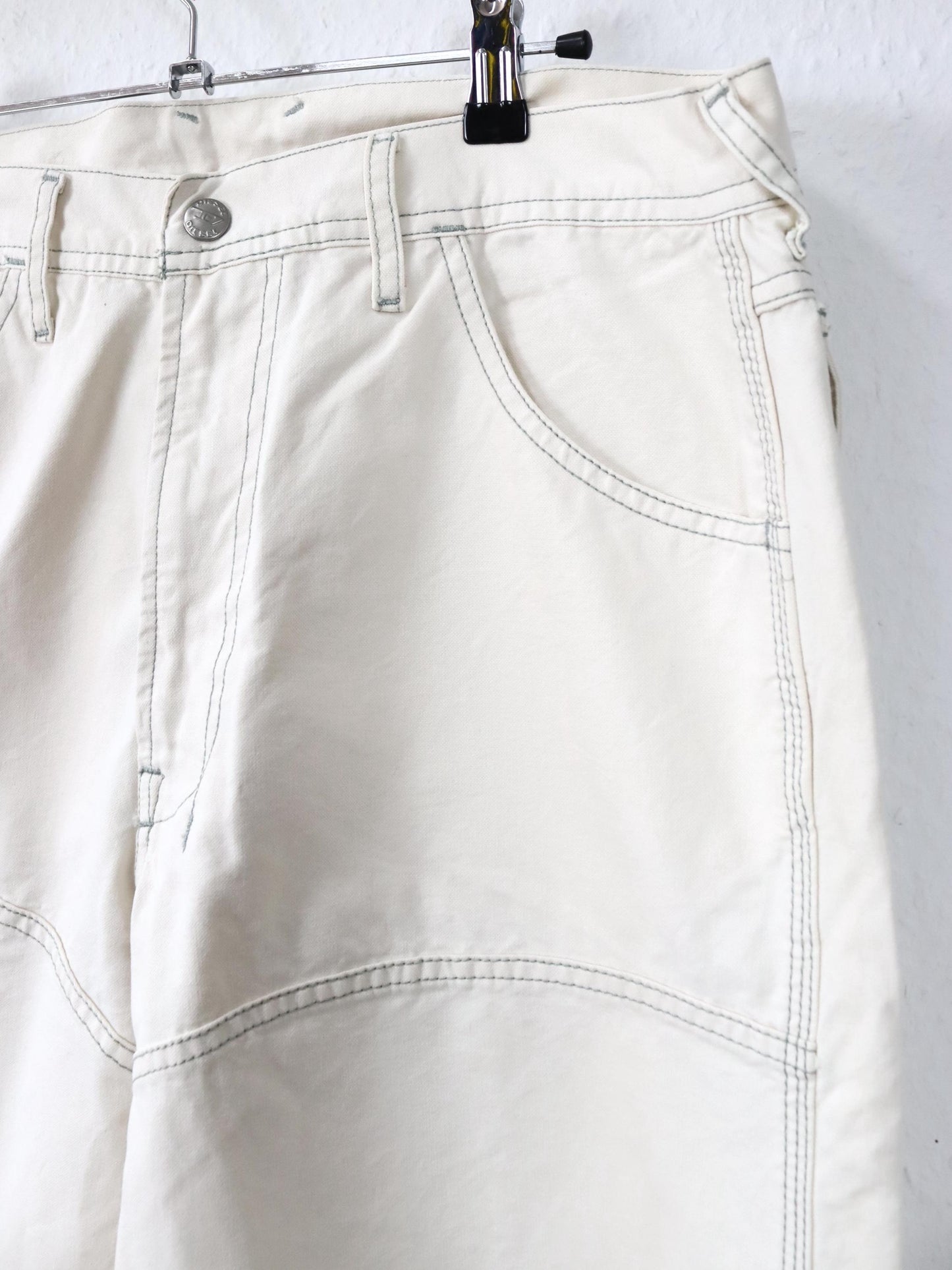 Vintage 80er 90er DIESEL Baggy Parts Jeans Hose weites Bein creme weiß W33