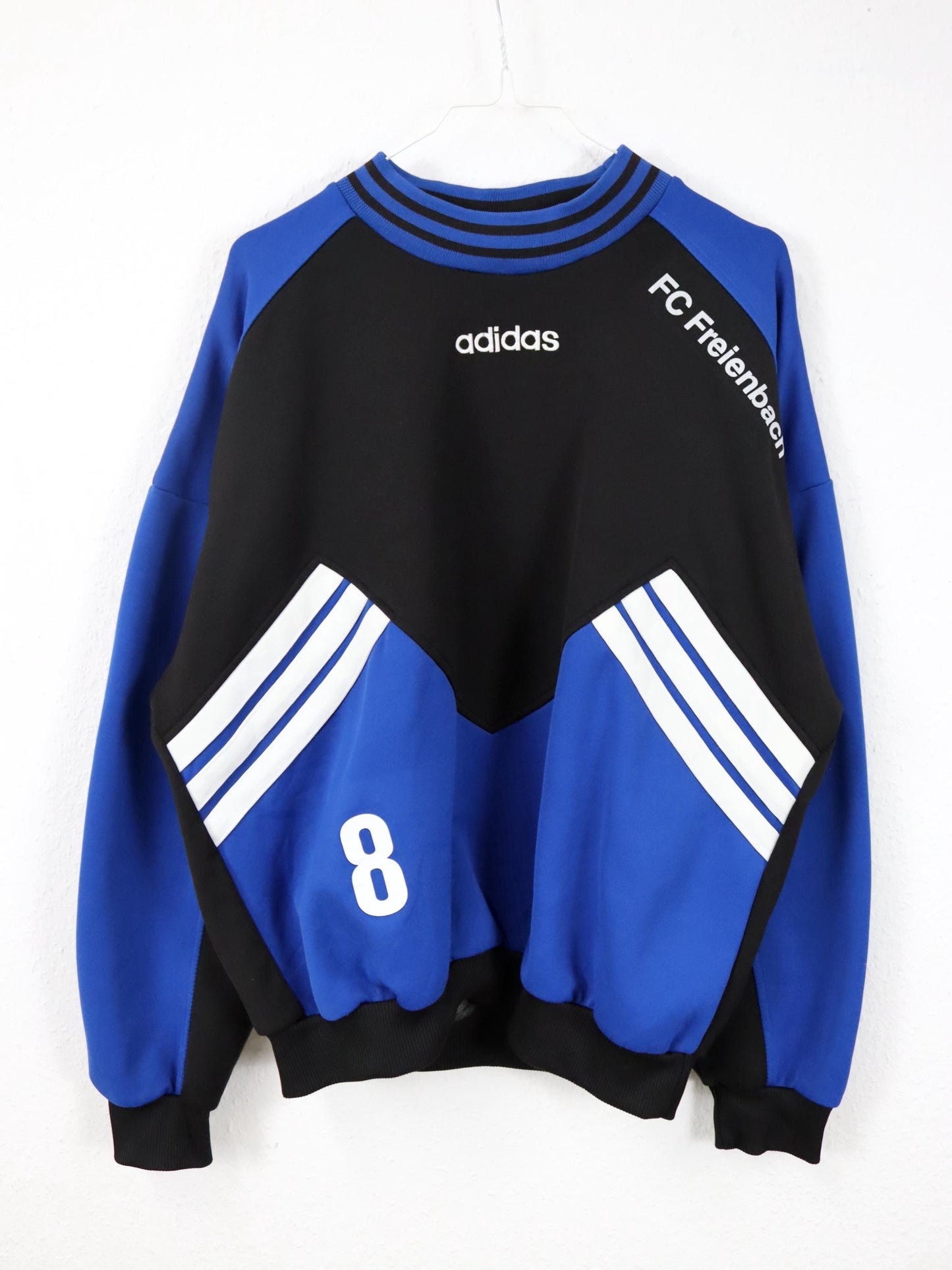 Vintage 80er 90er ADIDAS Sweatshirt Pullover schwarz blau D6 M