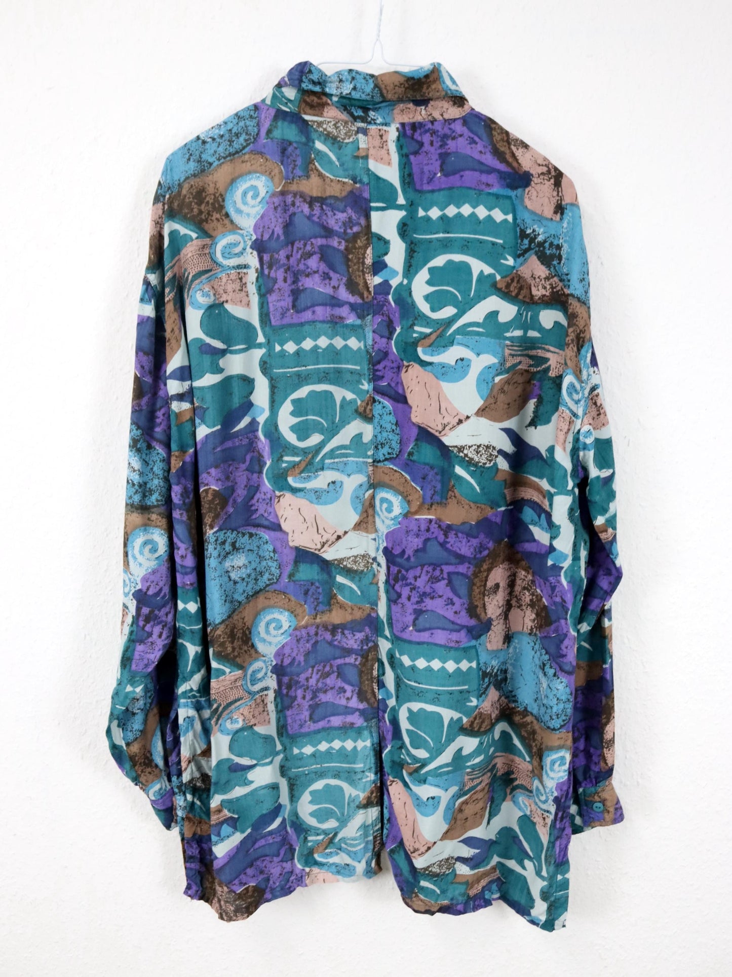Vintage 80er 90er SPIDER Bluse langarm crazy pattern bunt L