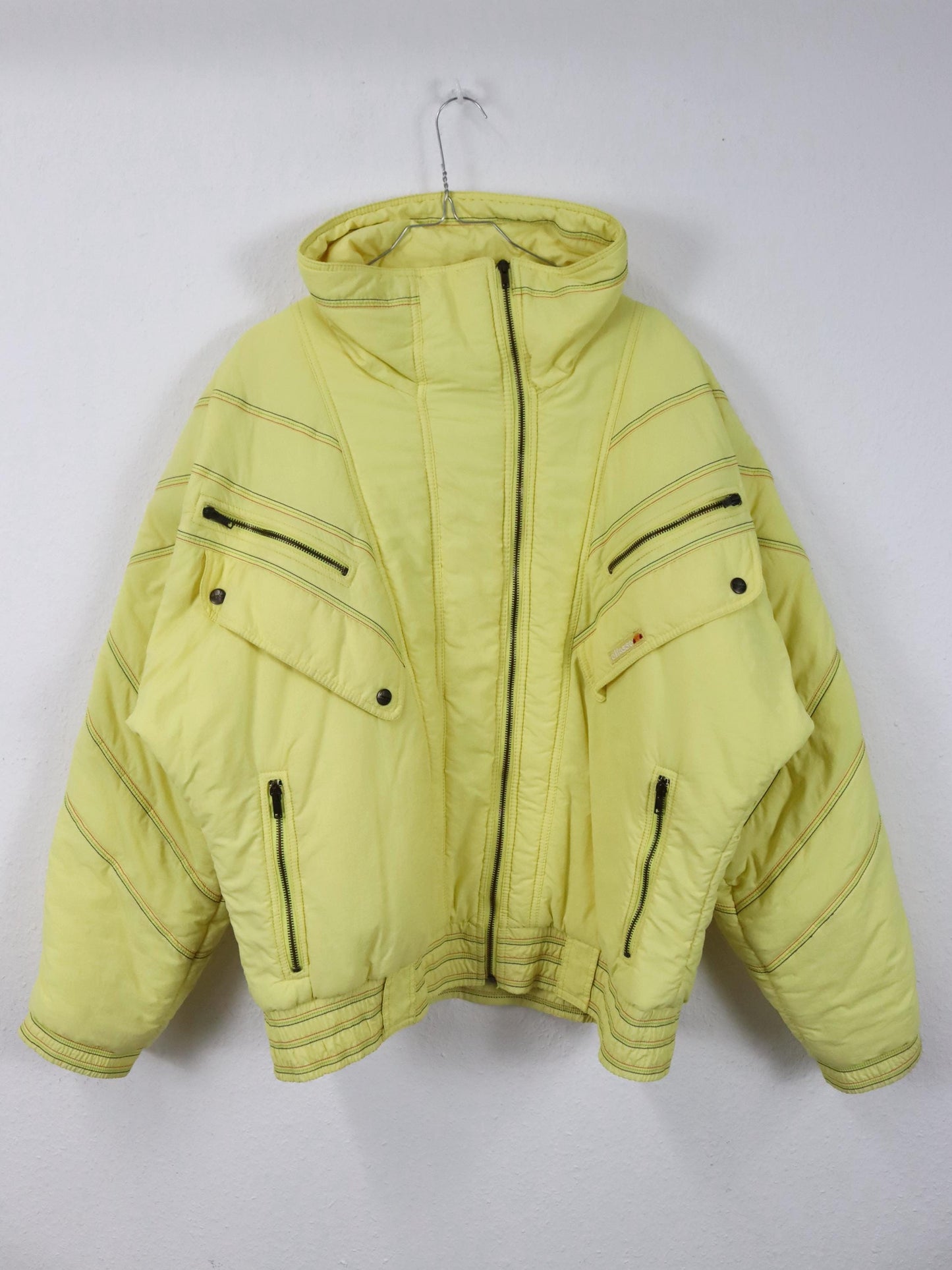 Vintage 80er 90er ELLESSE Skijacke Winterjacke gefüttert gelb XL