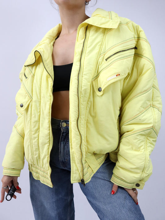 Vintage 80er 90er ELLESSE Skijacke Winterjacke gefüttert gelb XL