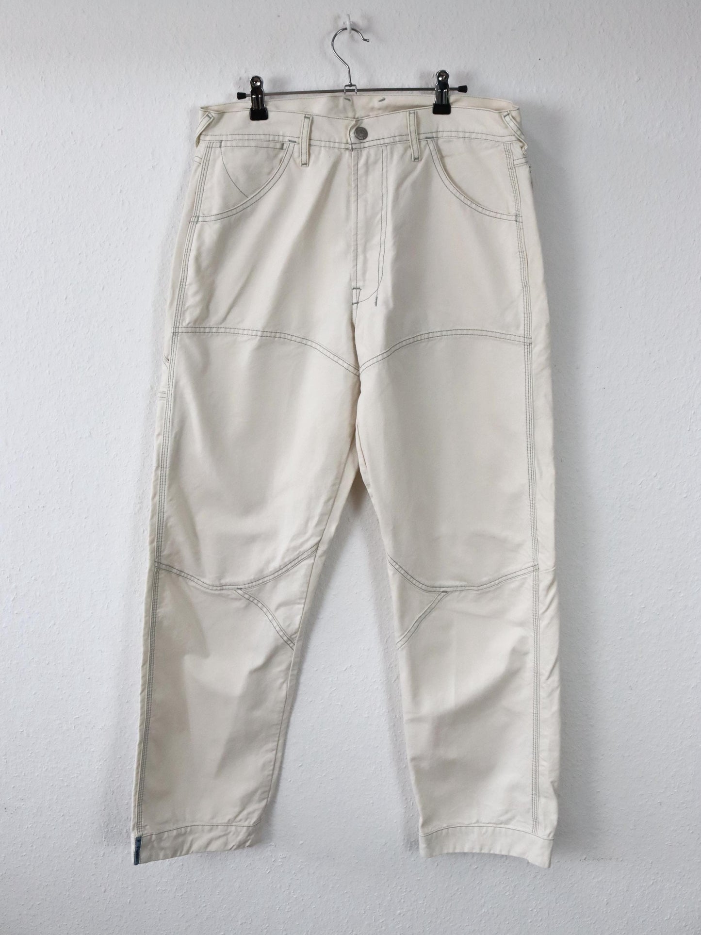 Vintage 80er 90er DIESEL Baggy Parts Jeans Hose weites Bein creme weiß W33