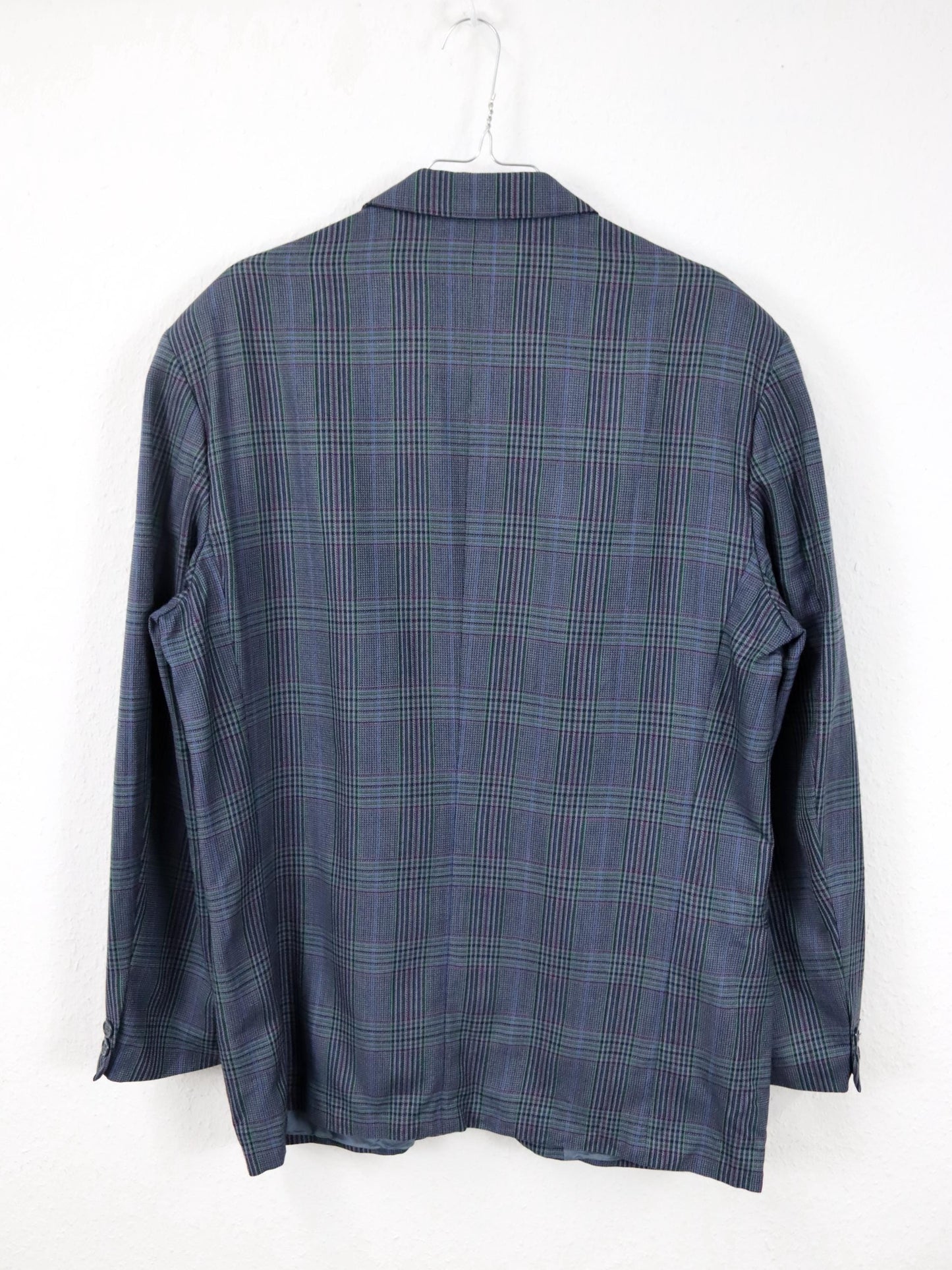 Vintage 80er 90er TOMARY Blazer Schurwolle kariert Schulterpolster 54 XL