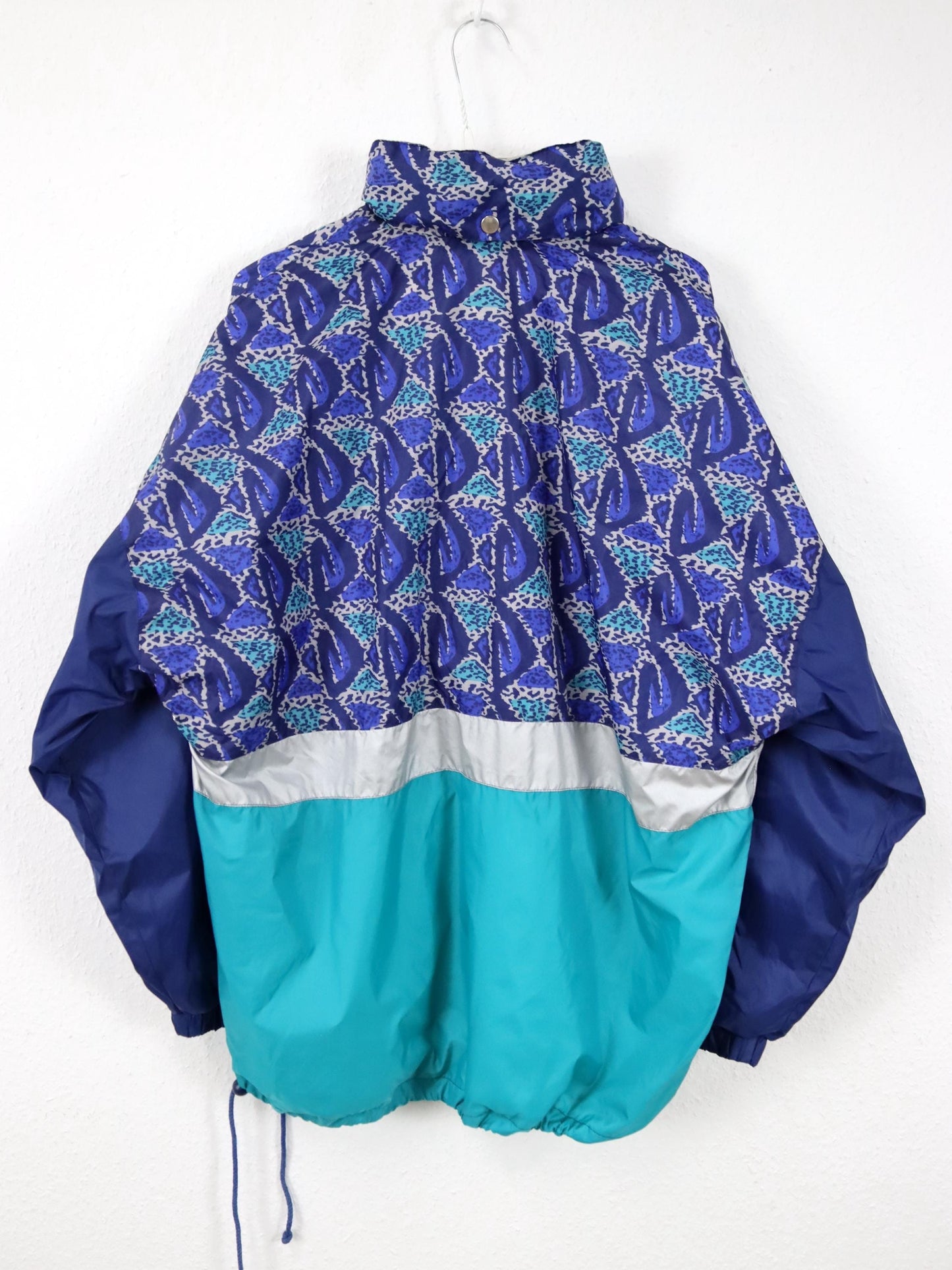 Vintage 80er 90er SAN MARCO Regenjacke Windbreaker blau crazy pattern L