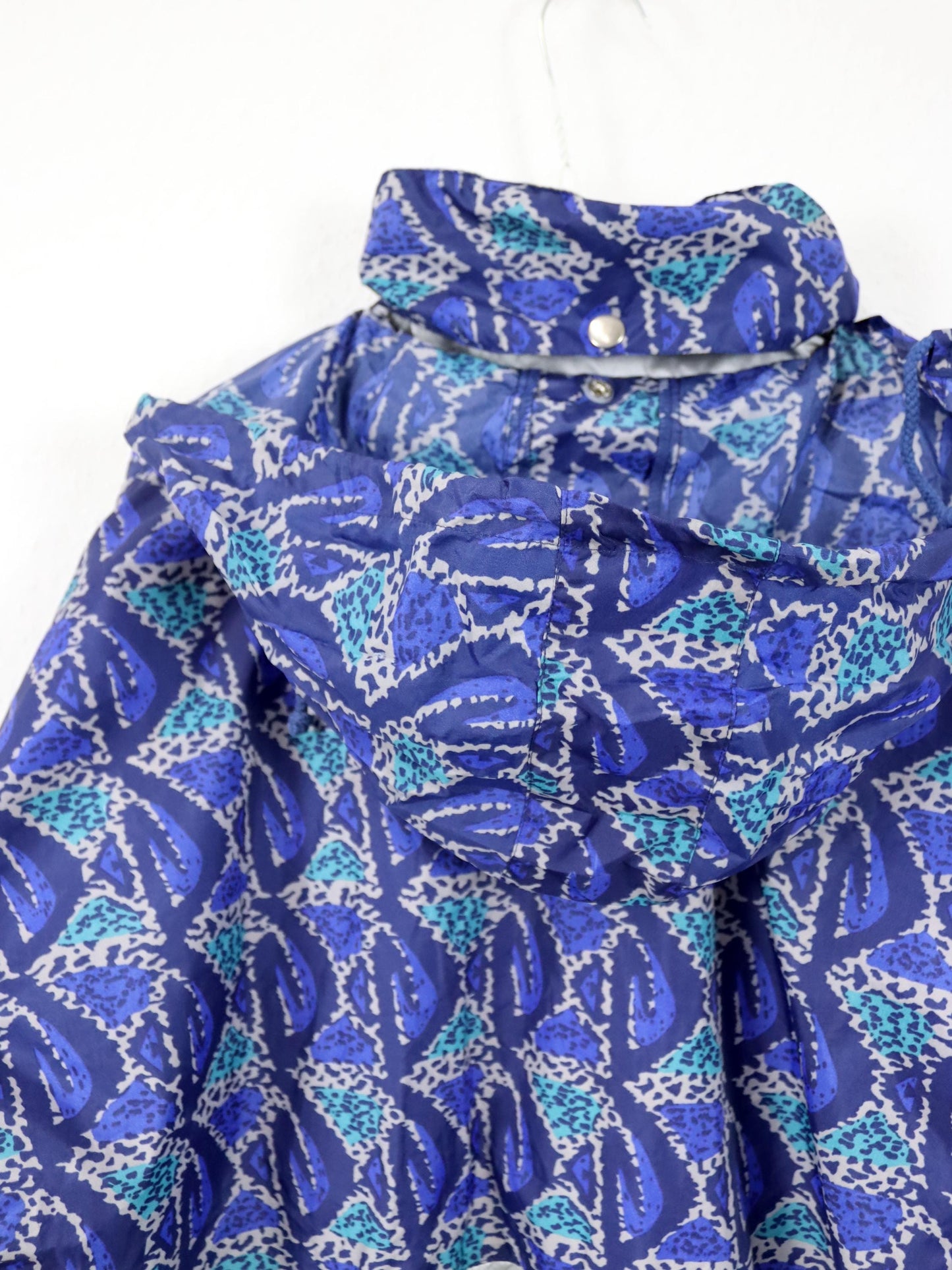 Vintage 80er 90er SAN MARCO Regenjacke Windbreaker blau crazy pattern L