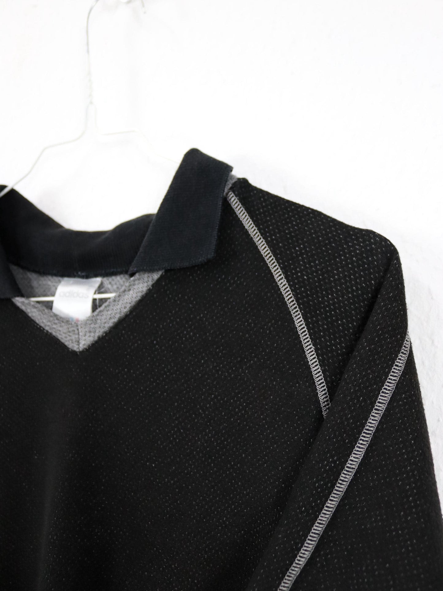 Vintage 80er 90er ADIDAS Poloshirt kurzarm schwarz grau D5 S/M