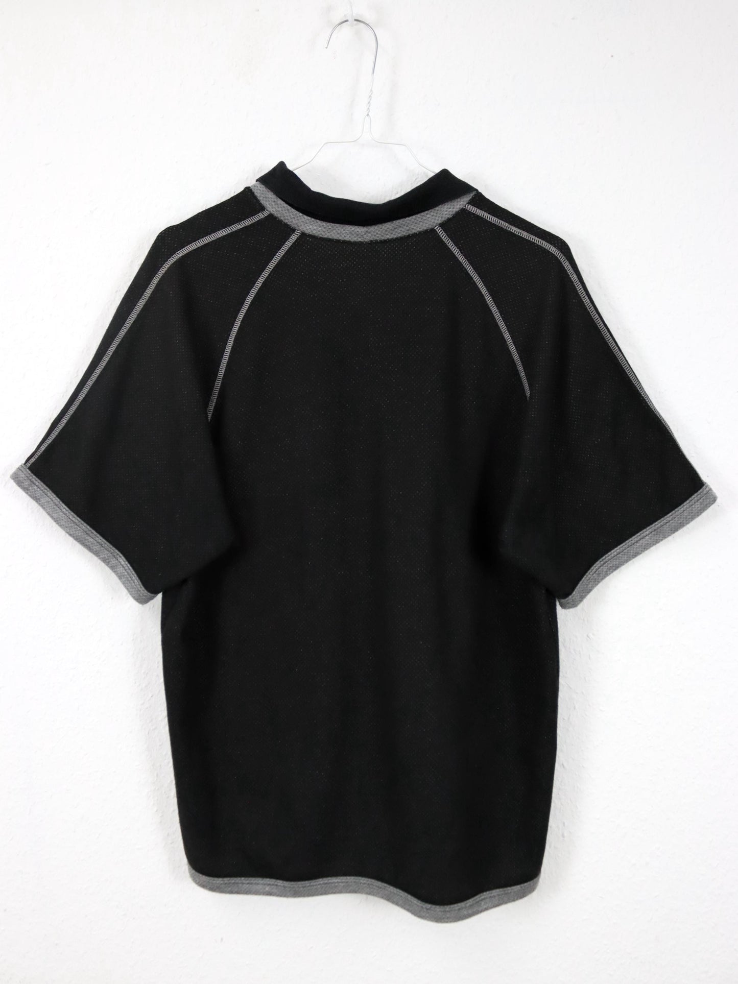 Vintage 80er 90er ADIDAS Poloshirt kurzarm schwarz grau D5 S/M