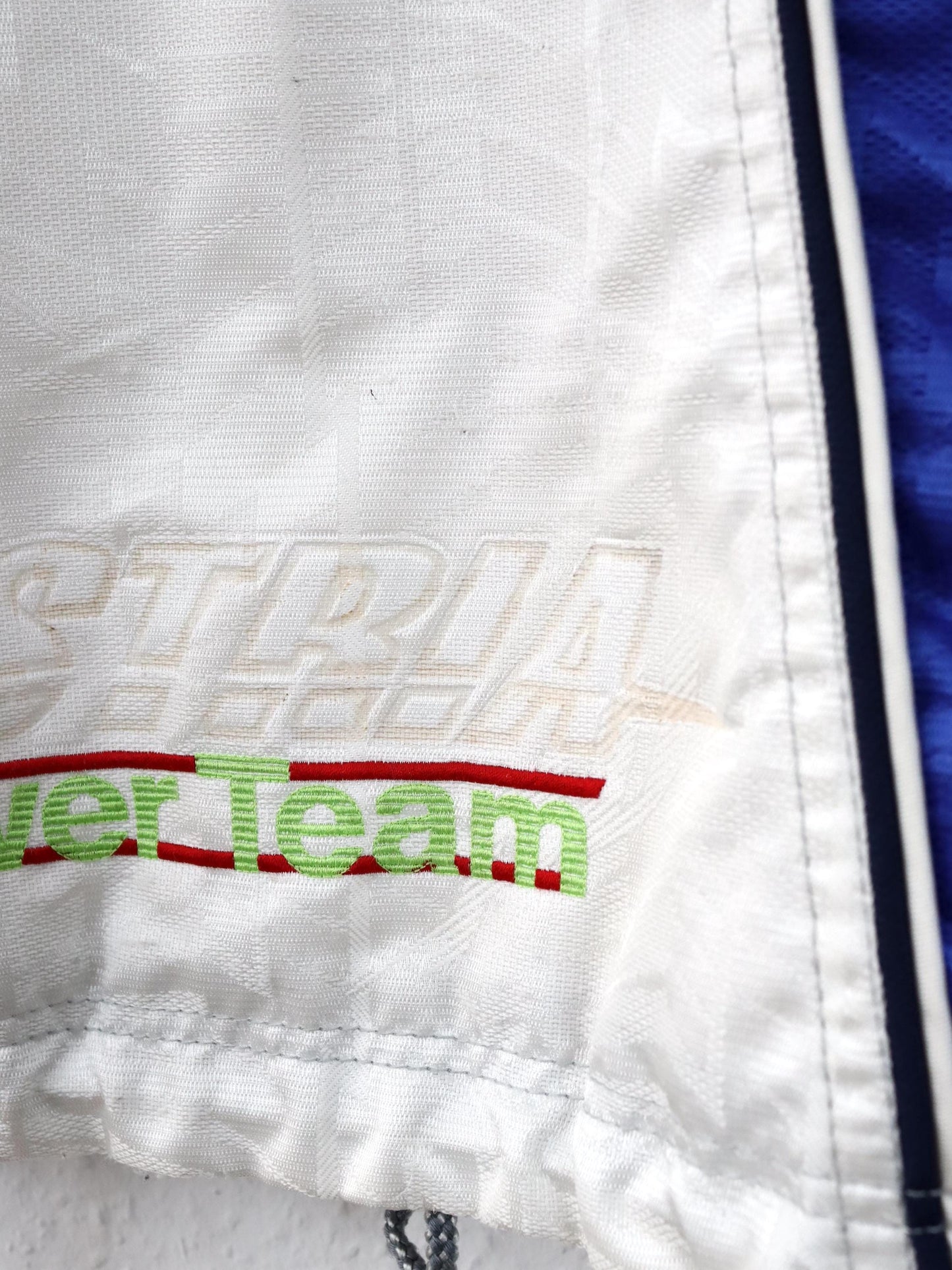 Vintage 80s 90s ASICS ski vest lined Ski Power Team Austria 1998 white blue inside fleece L