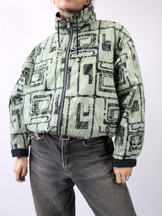 Vintage 80s 90s RODEO ENTER winter jacket, lined, crazy pattern, M