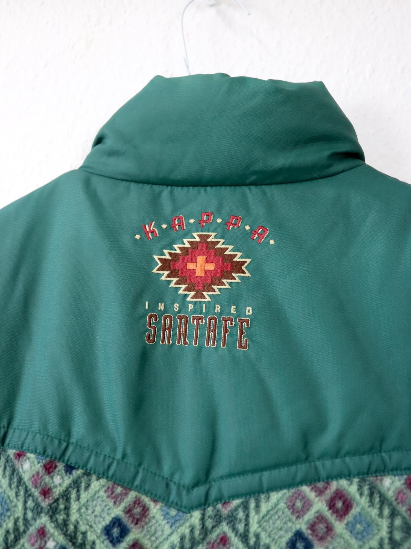 Vintage 80er 90er KAPPA Weste Fleece gefüttert gemustert grün M