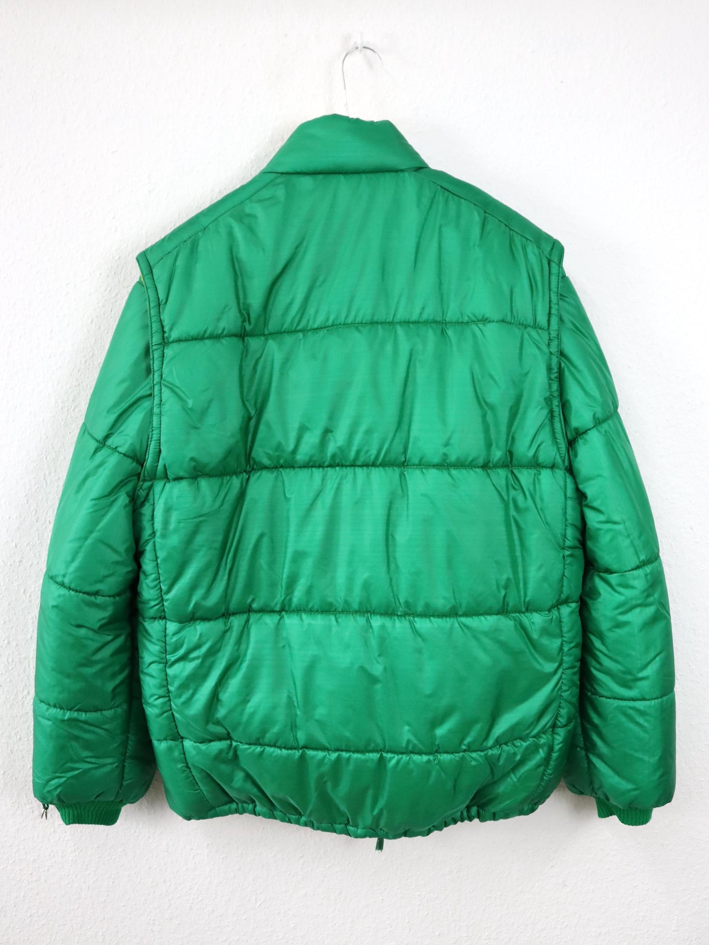 Vintage 80er 90er RIFLE Pufferjacket Winterjacke Weste grün gelb gefüttert XXL