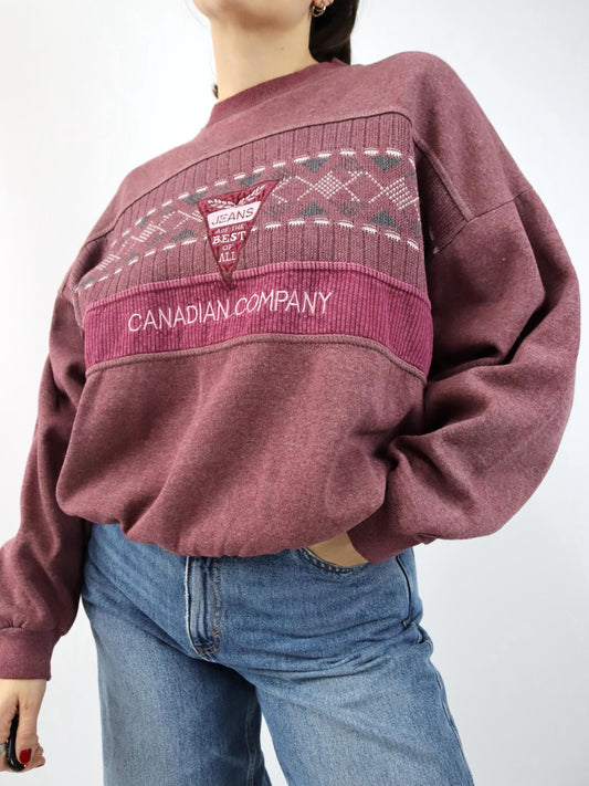 Vintage 80er 90er COMPANY Sweatshirt Strick Cord Stickerei M
