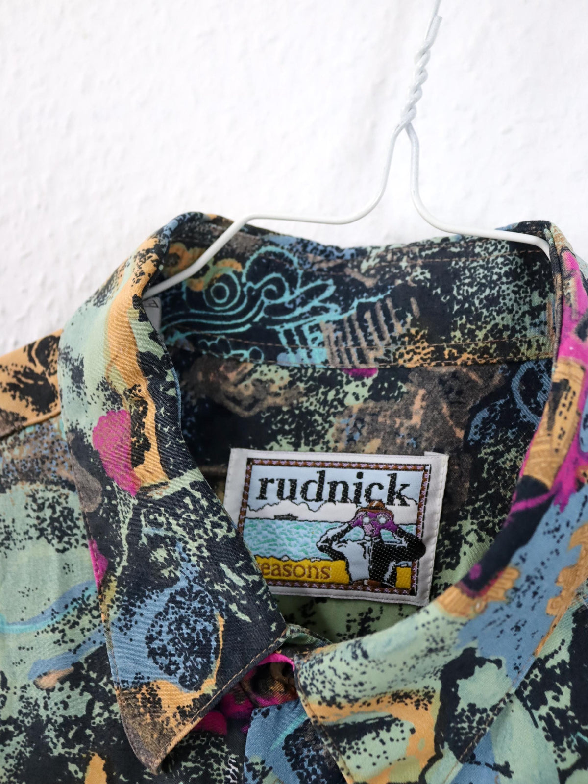 Vintage 80er 90er RUDNICK Bluse crazy pattern bunt Viskose M