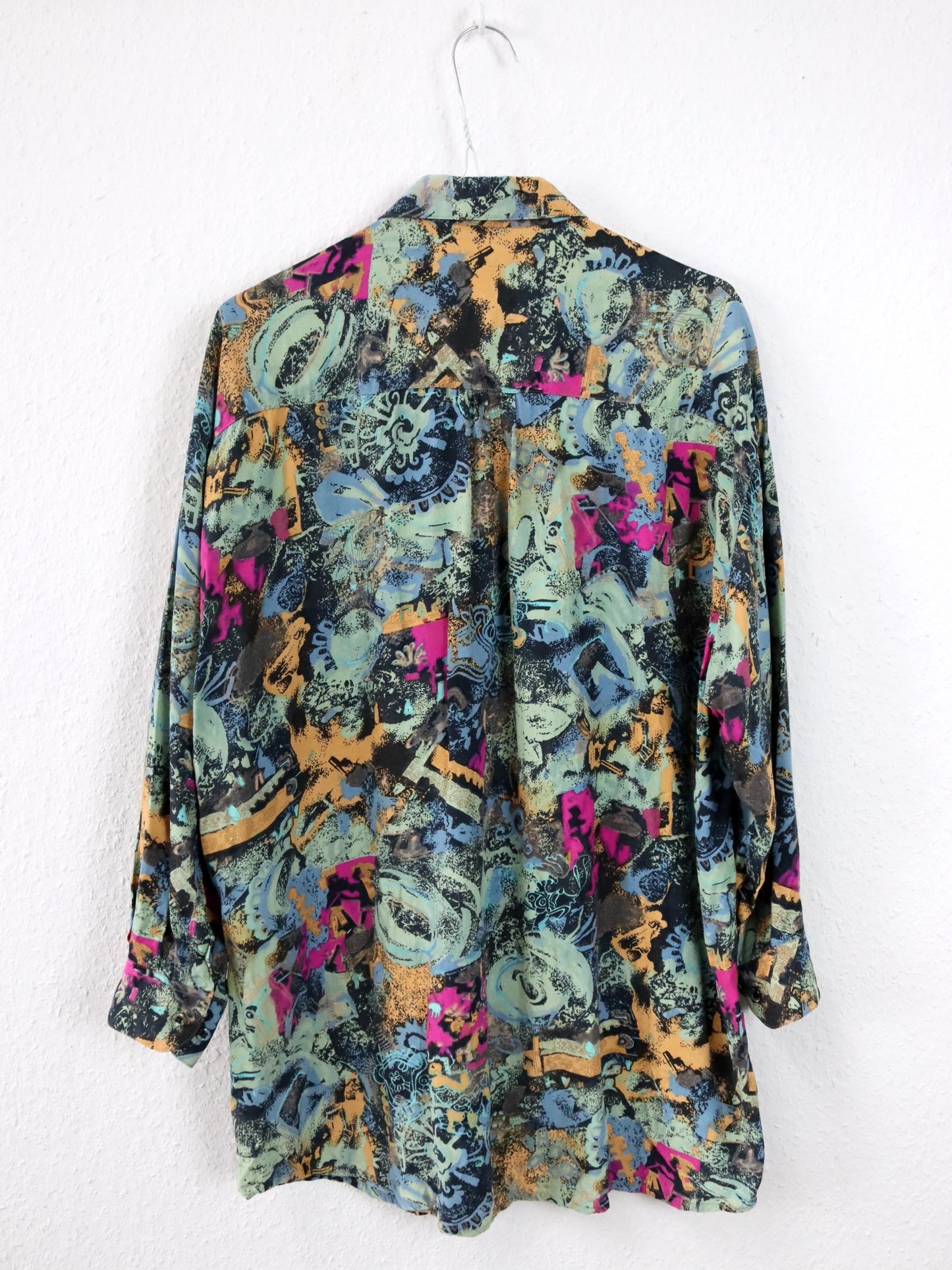 Vintage 80er 90er RUDNICK Bluse crazy pattern bunt Viskose M
