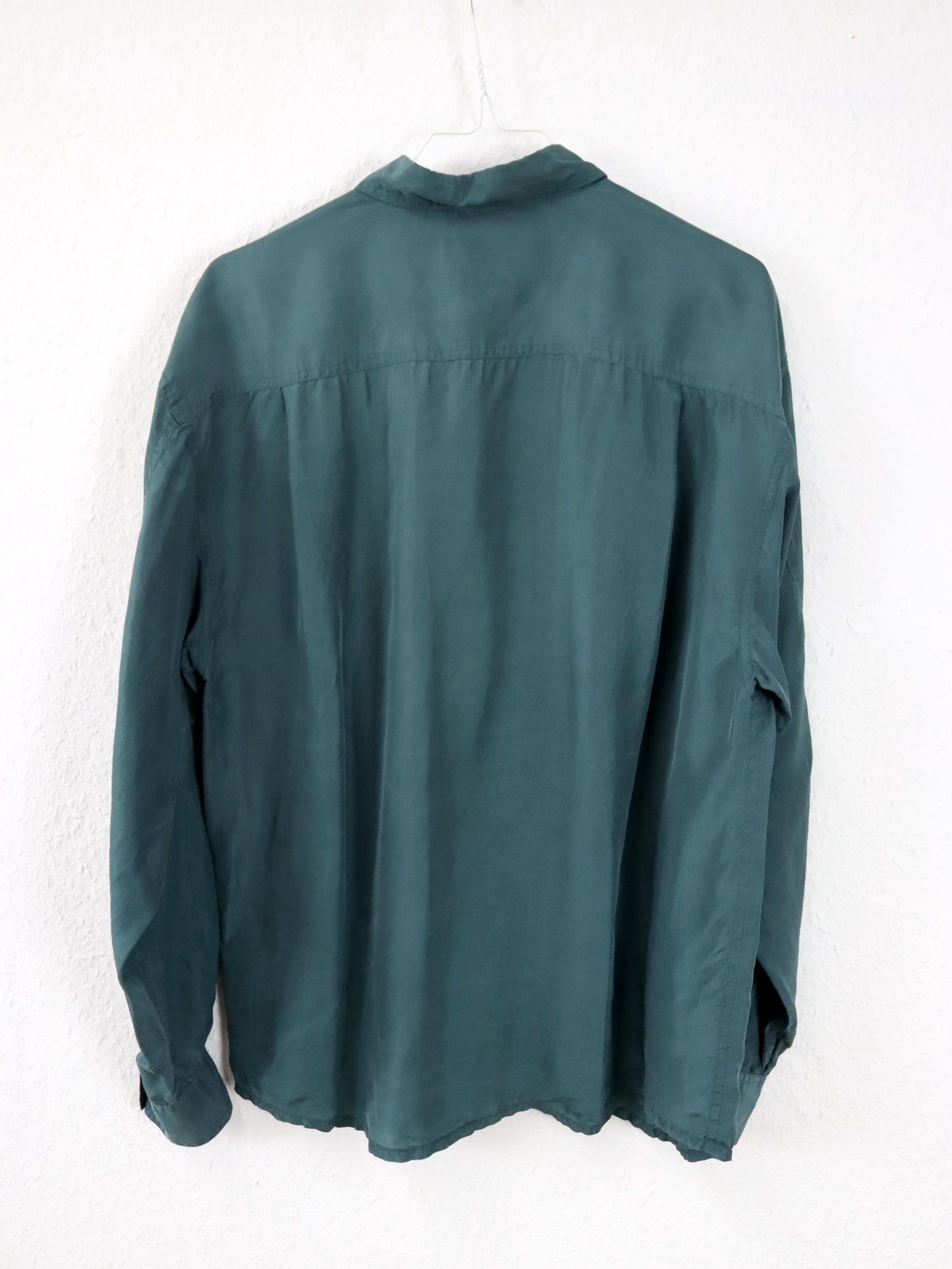 Vintage 80er 90er GUY Seidenhemd Hemd langarm Seide petrol M