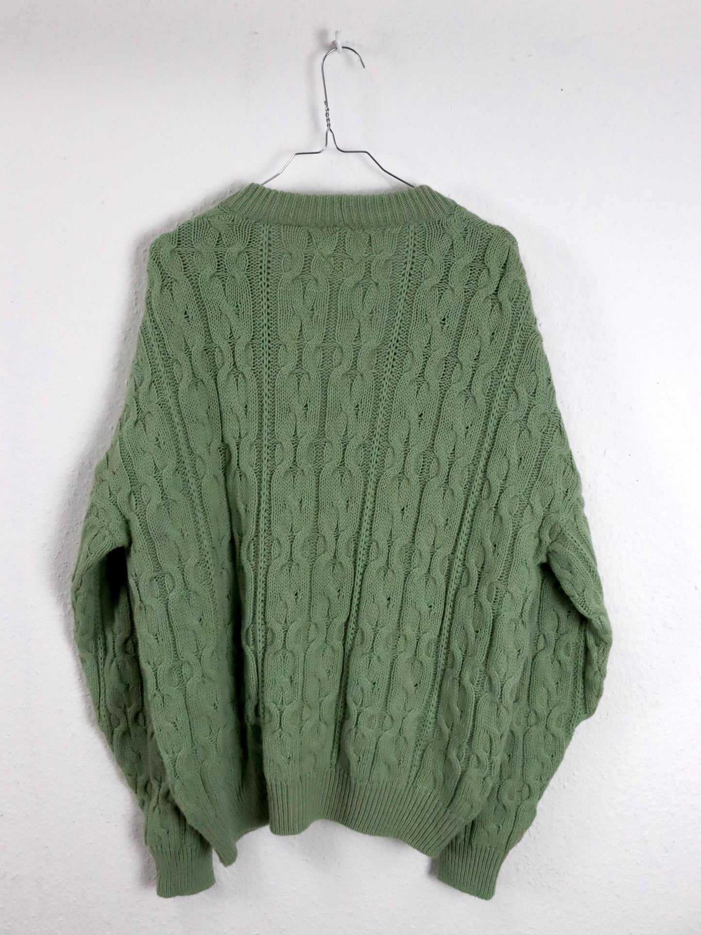 Vintage 80er 90er SETTEBELLO Wollcardigan Strickjacke mintgrün L