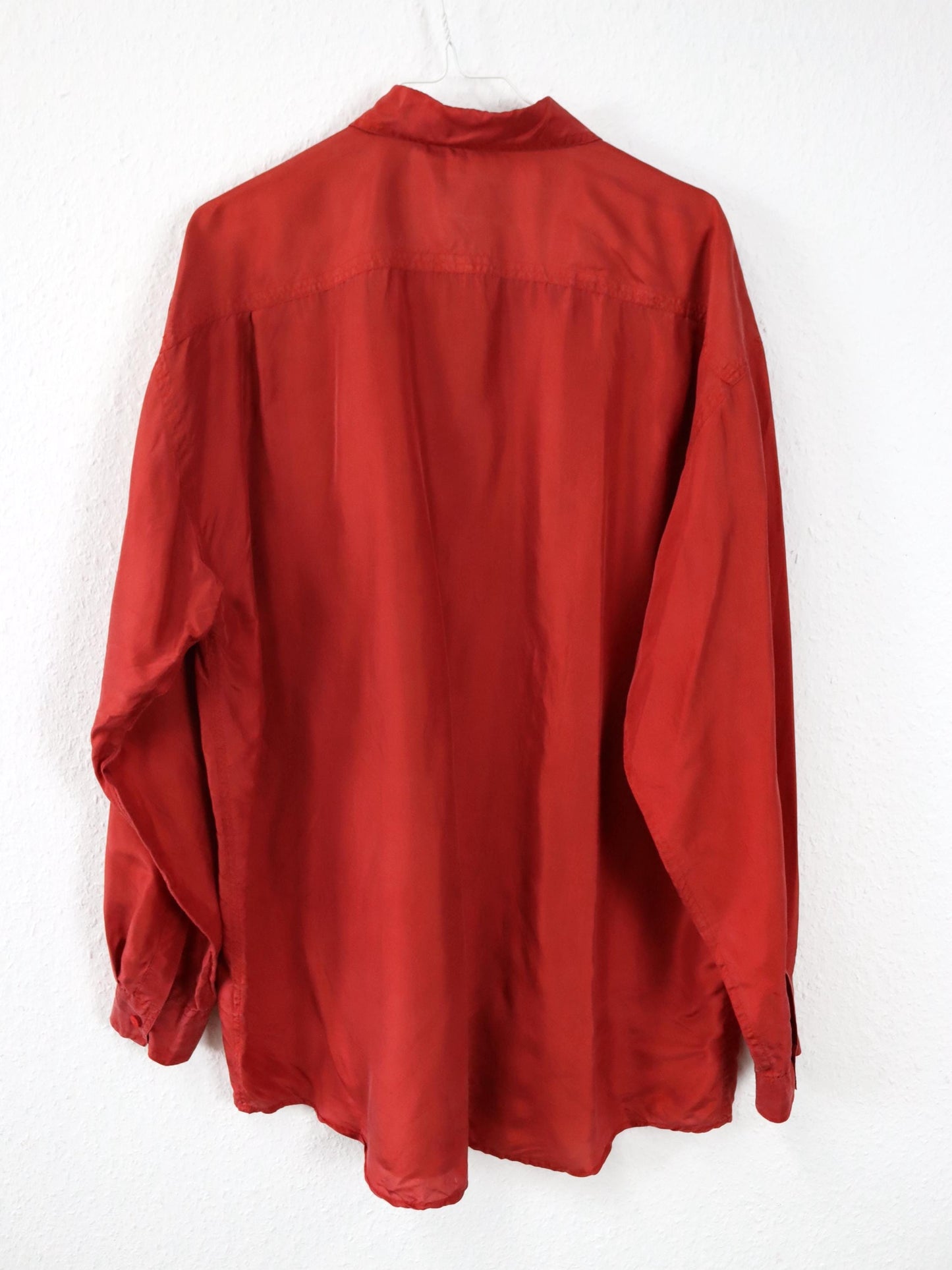 Vintage 80er 90er BRUGI Seidenhemd Hemd langarm Seide rot L