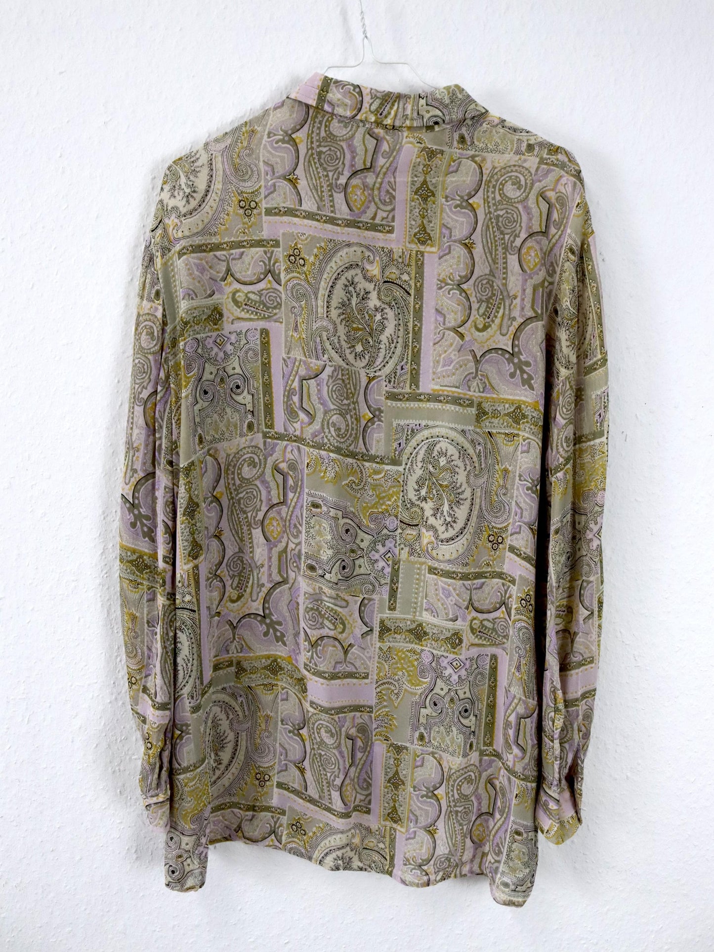 Vintage 80er 90er Bluse langarm leicht transparent Paisleymuster M