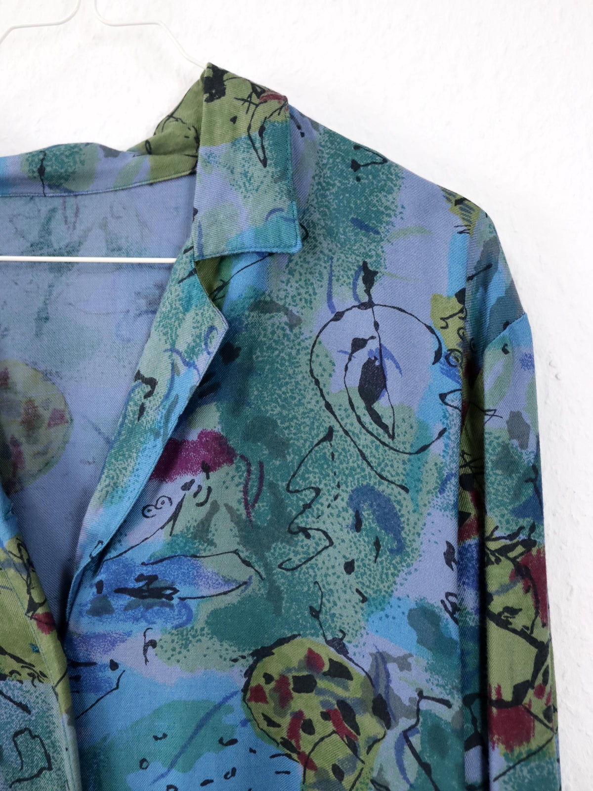 Vintage 80er 90er Bluse langarm crazy pattern M