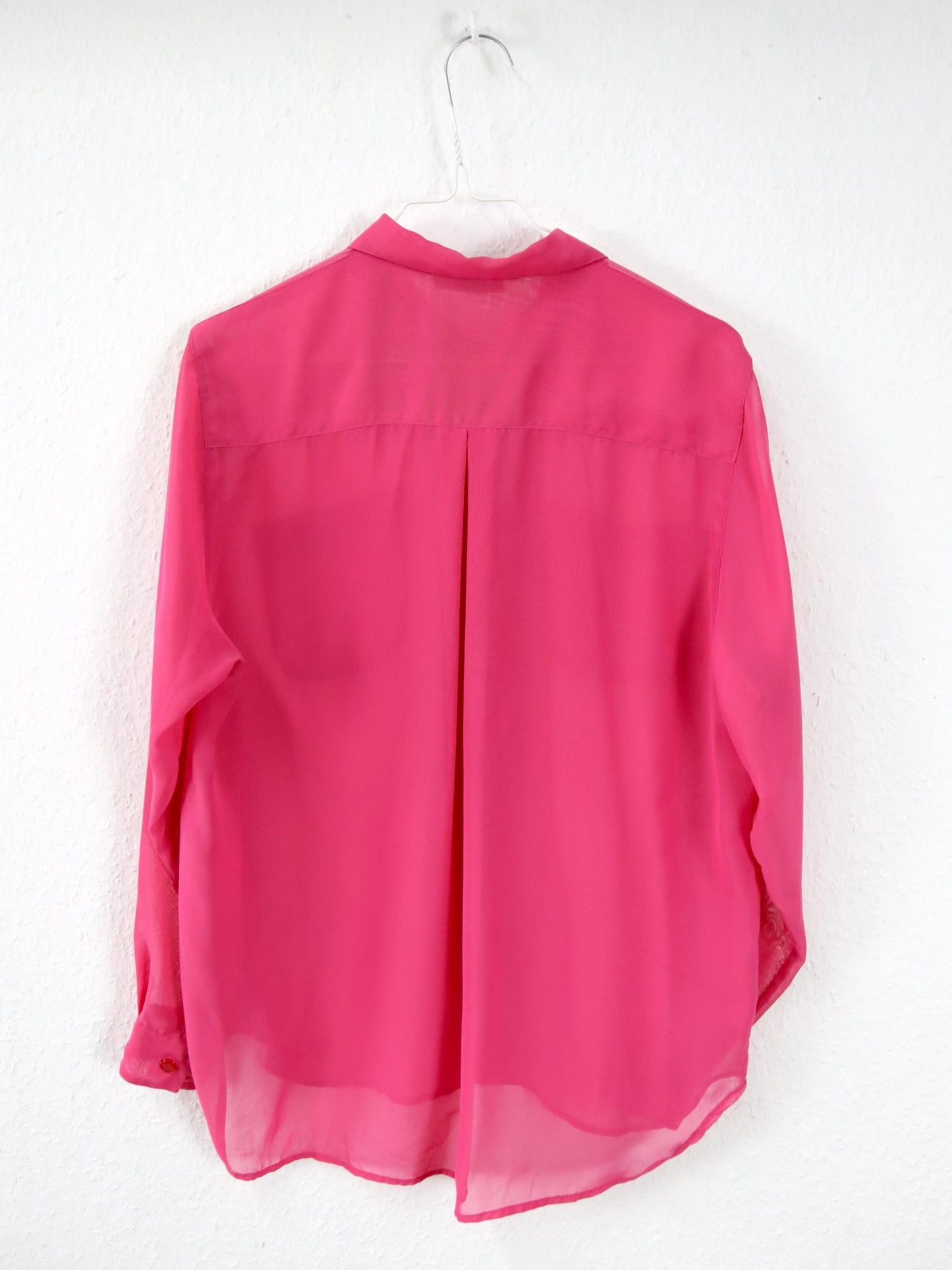 Vintage 80er 90er AND Bluse langarm transparent pink S