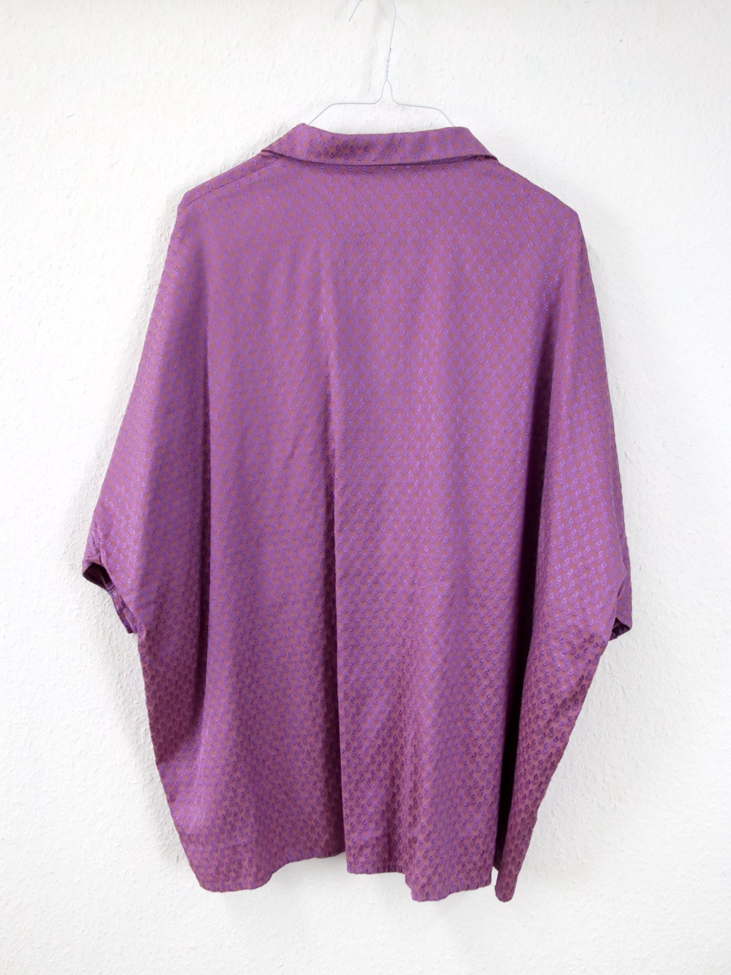 Vintage 80er 90er Bluse Hemd kurzarm gemustert pink lila L