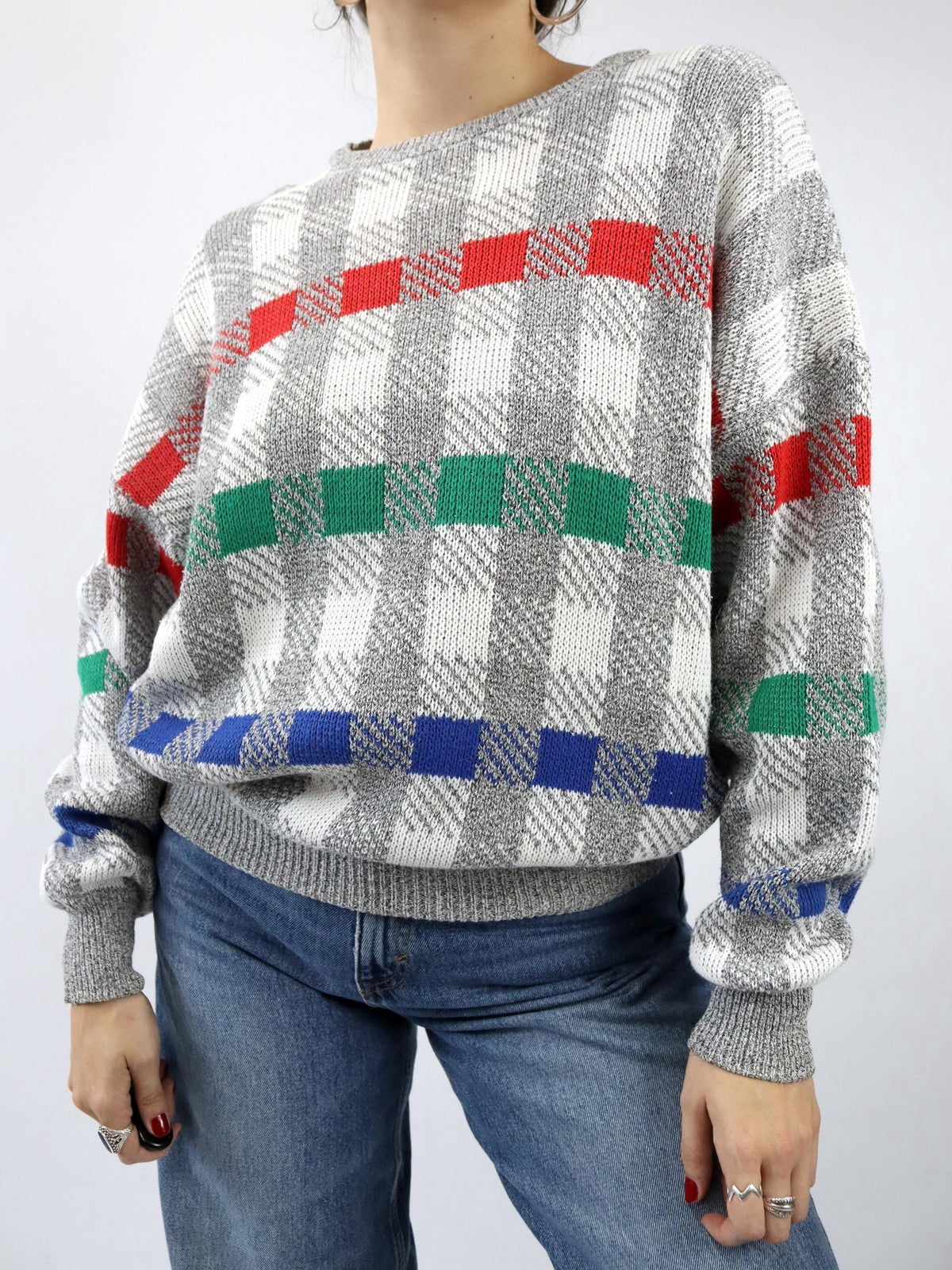 Vintage 80er 90er MICHELLE Strickpullover Pullover gemustert M
