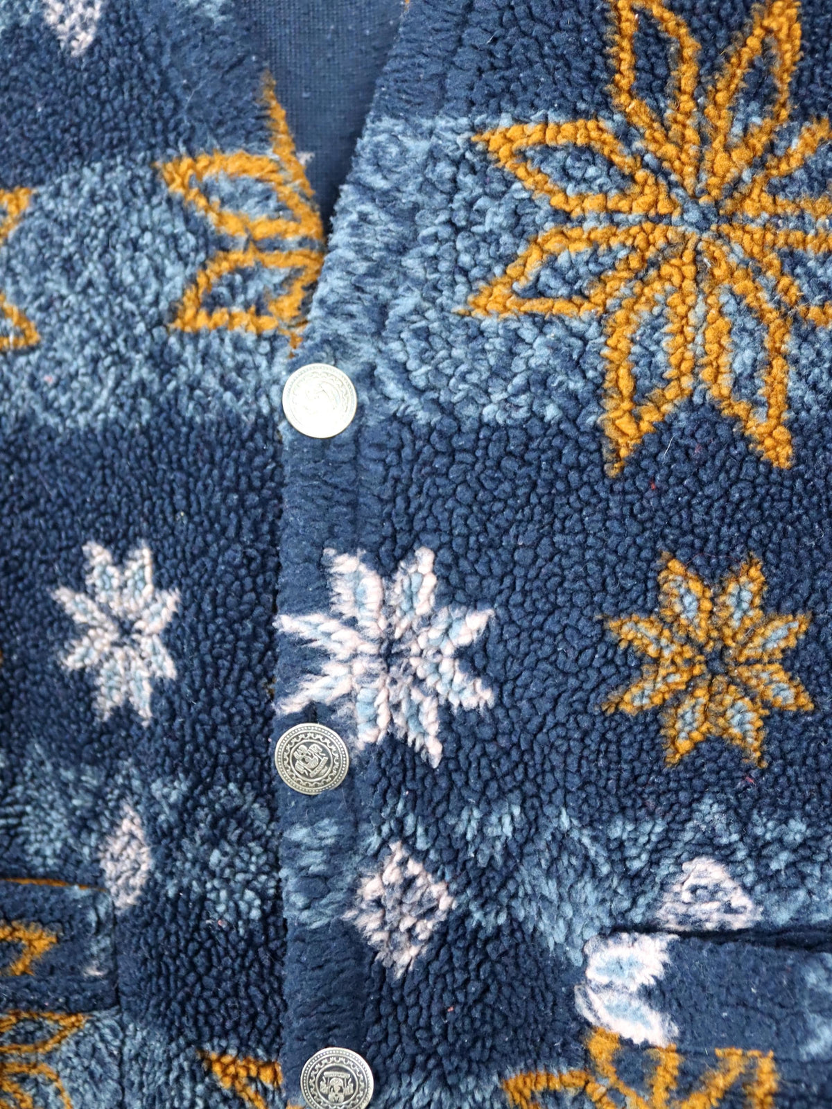 Vintage 80s 90s ASTROLABIO Fleece Vest patterned dark blue L