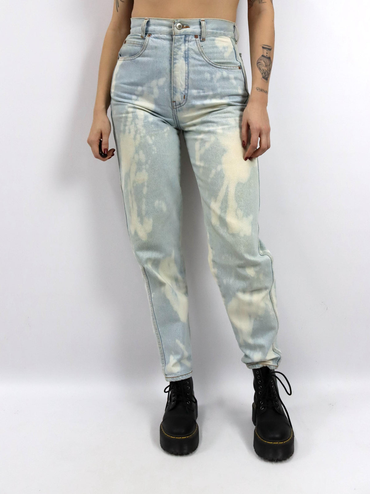Vintage 80s 90s BLUE LOOK Jeans Highways Straight Leg Reworked Tie Dye 38