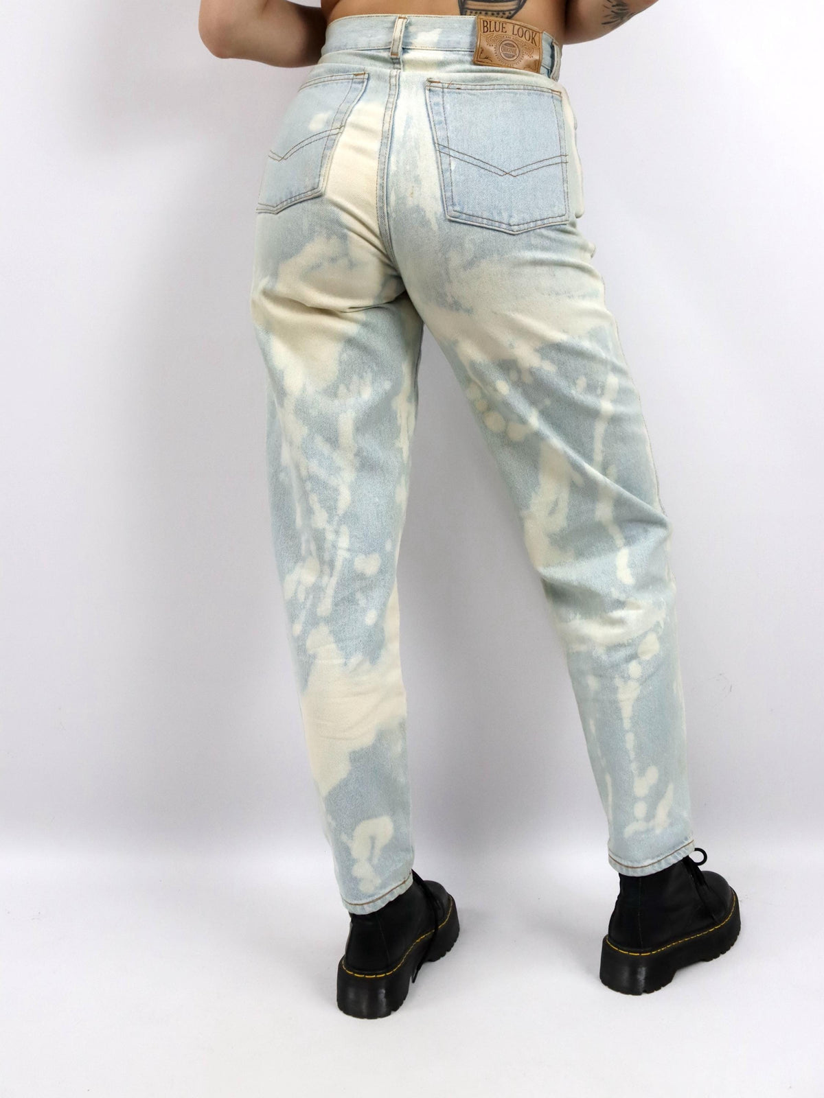 Vintage 80s 90s BLUE LOOK Jeans Highways Straight Leg Reworked Tie Dye 38